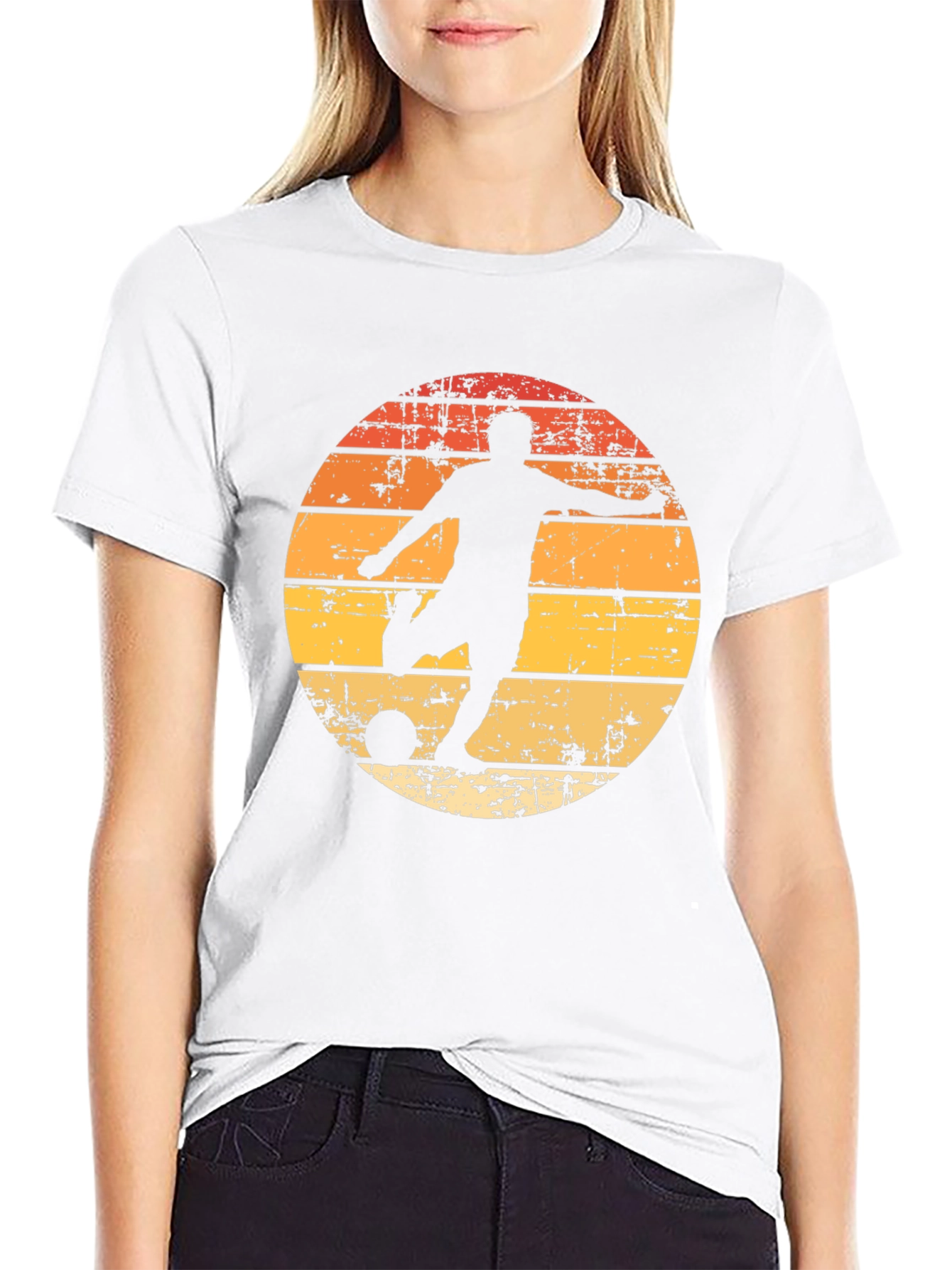 Retro Soccer Player Graphic Tee - Black
