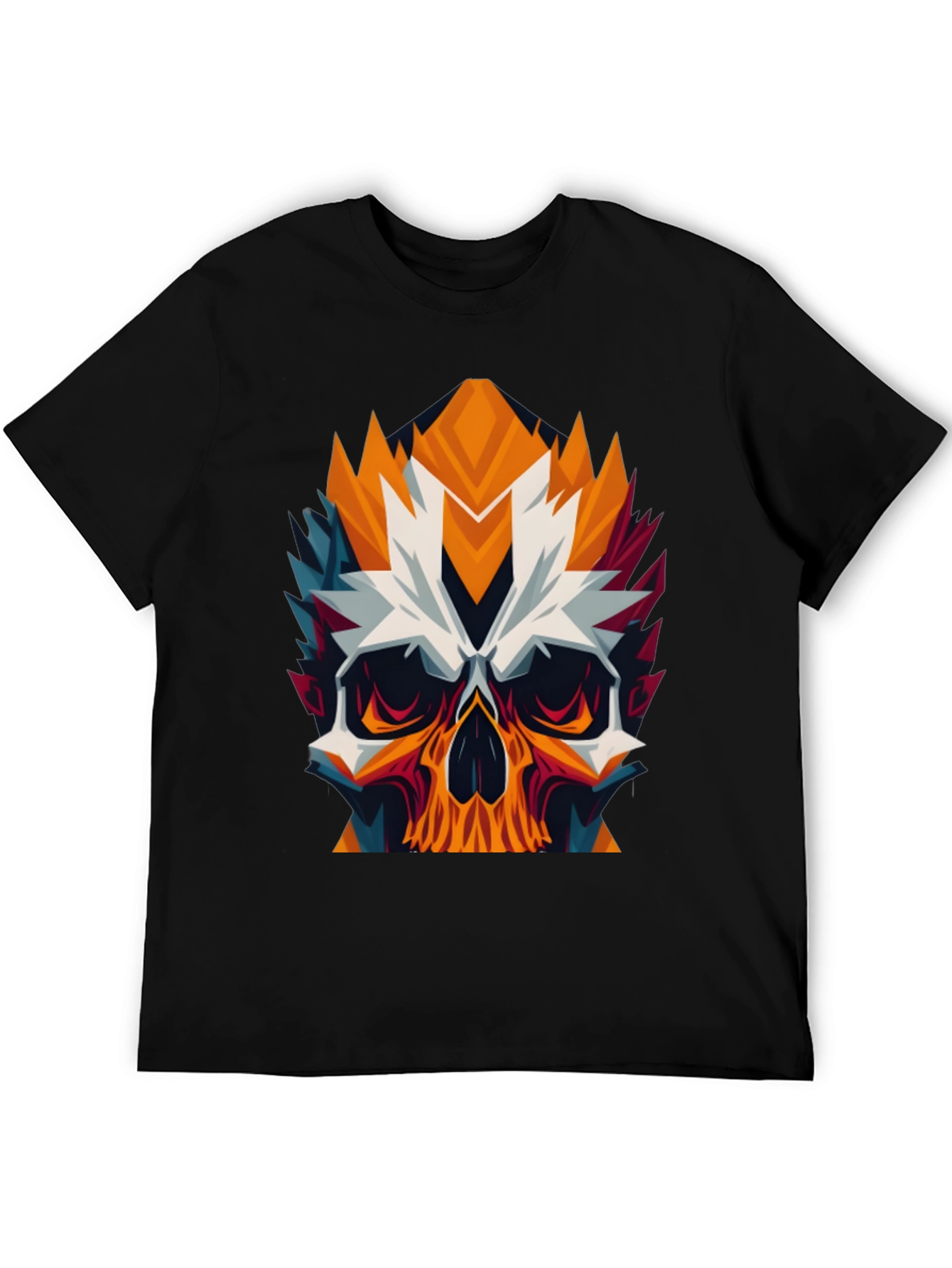 Geometric Skull Graphic Tee - Bold Black T-Shirt