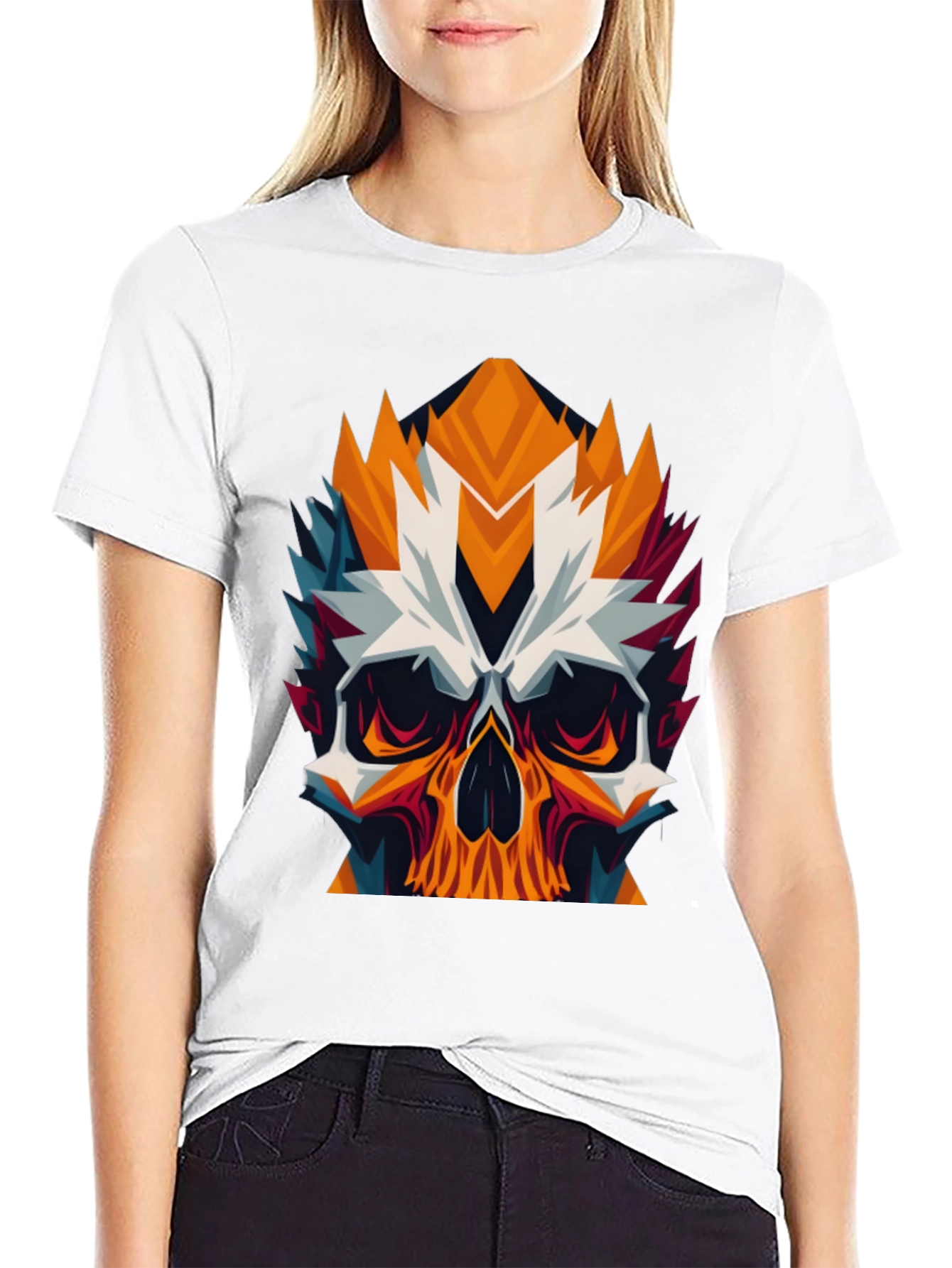 Geometric Skull Graphic Tee - Bold Black T-Shirt