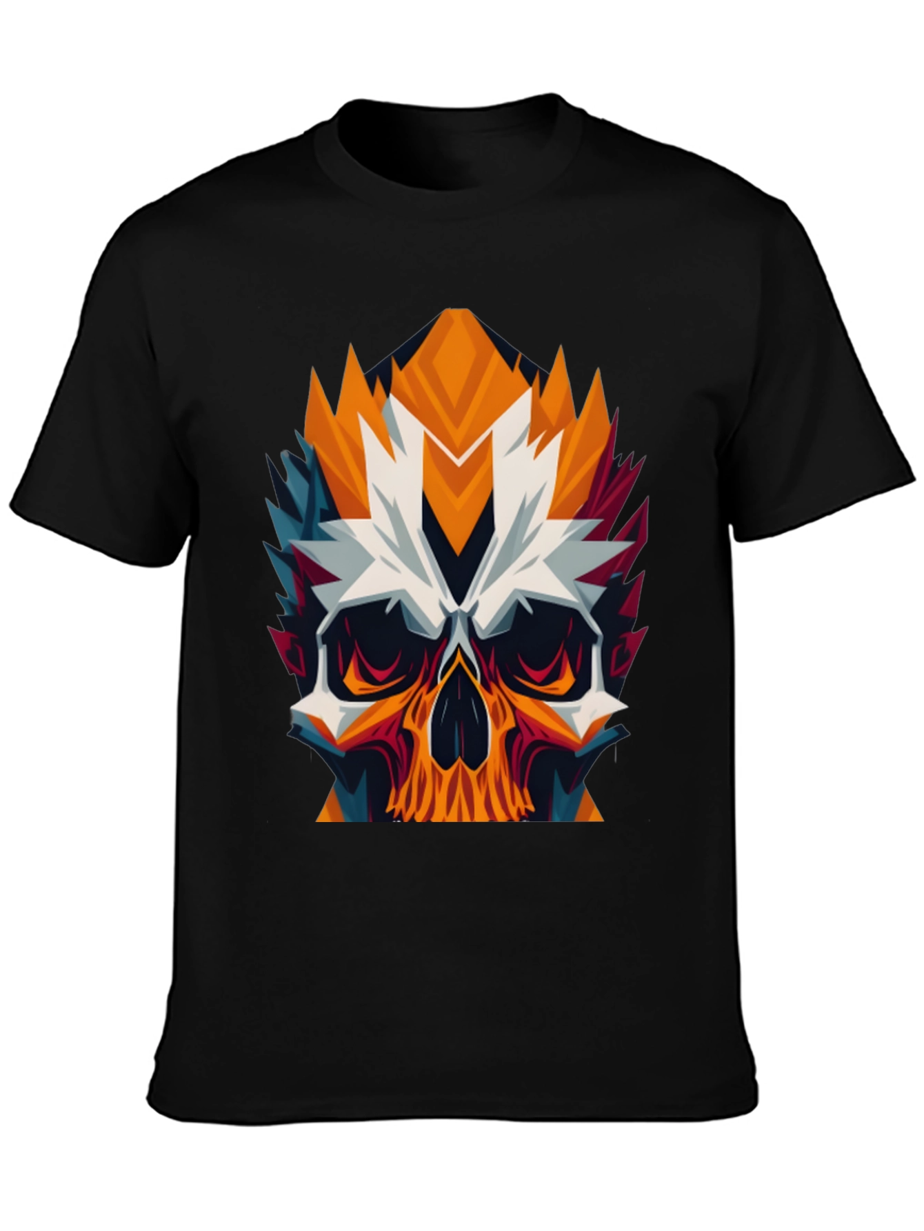 Geometric Skull Graphic Tee - Bold Black T-Shirt