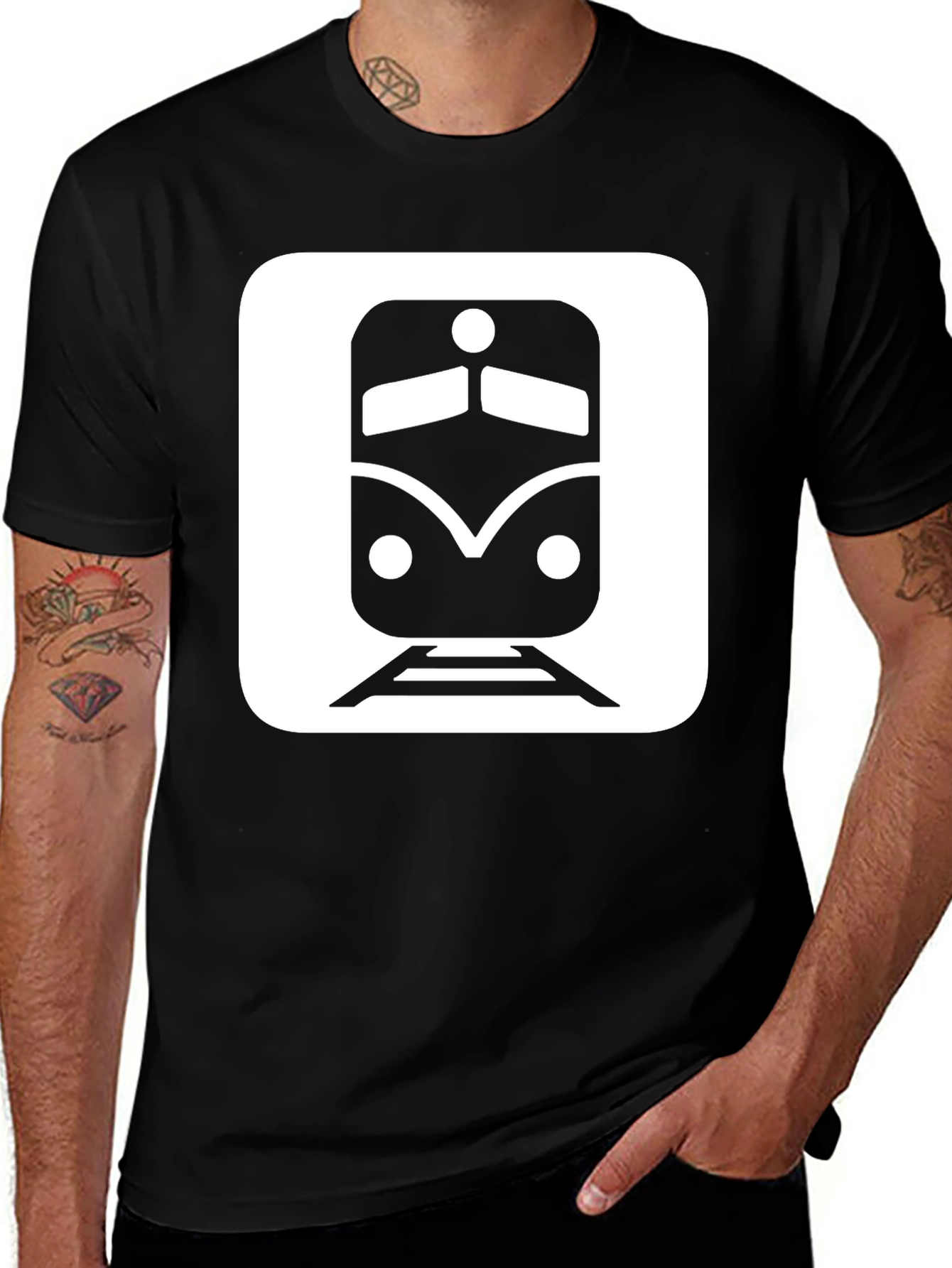 Train Graphic Tee - Stylish Black Cotton T-Shirt