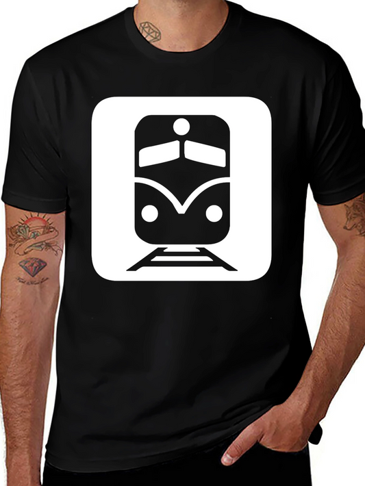 Train Graphic Tee - Stylish Black Cotton T-Shirt