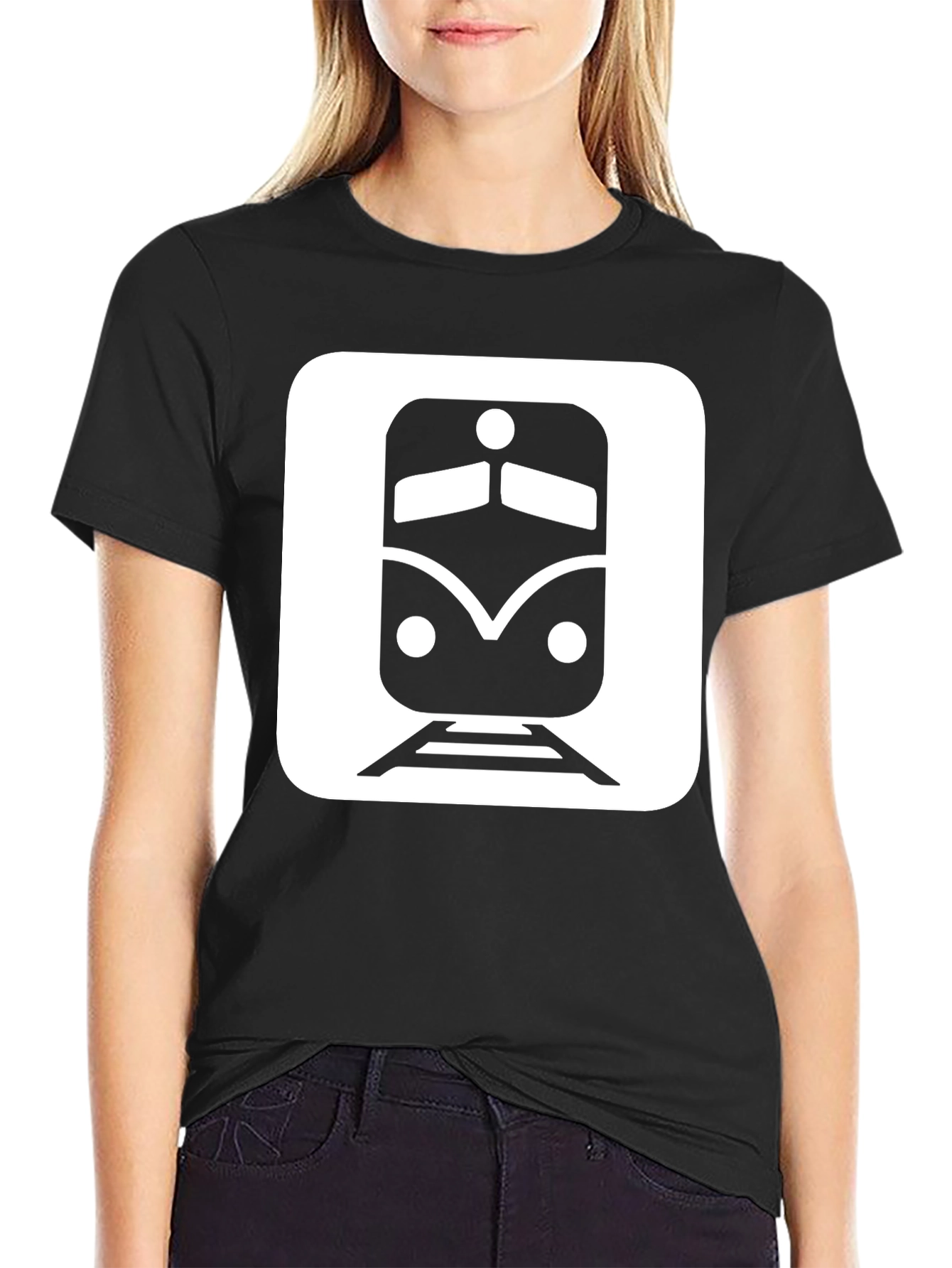 Train Graphic Tee - Stylish Black Cotton T-Shirt