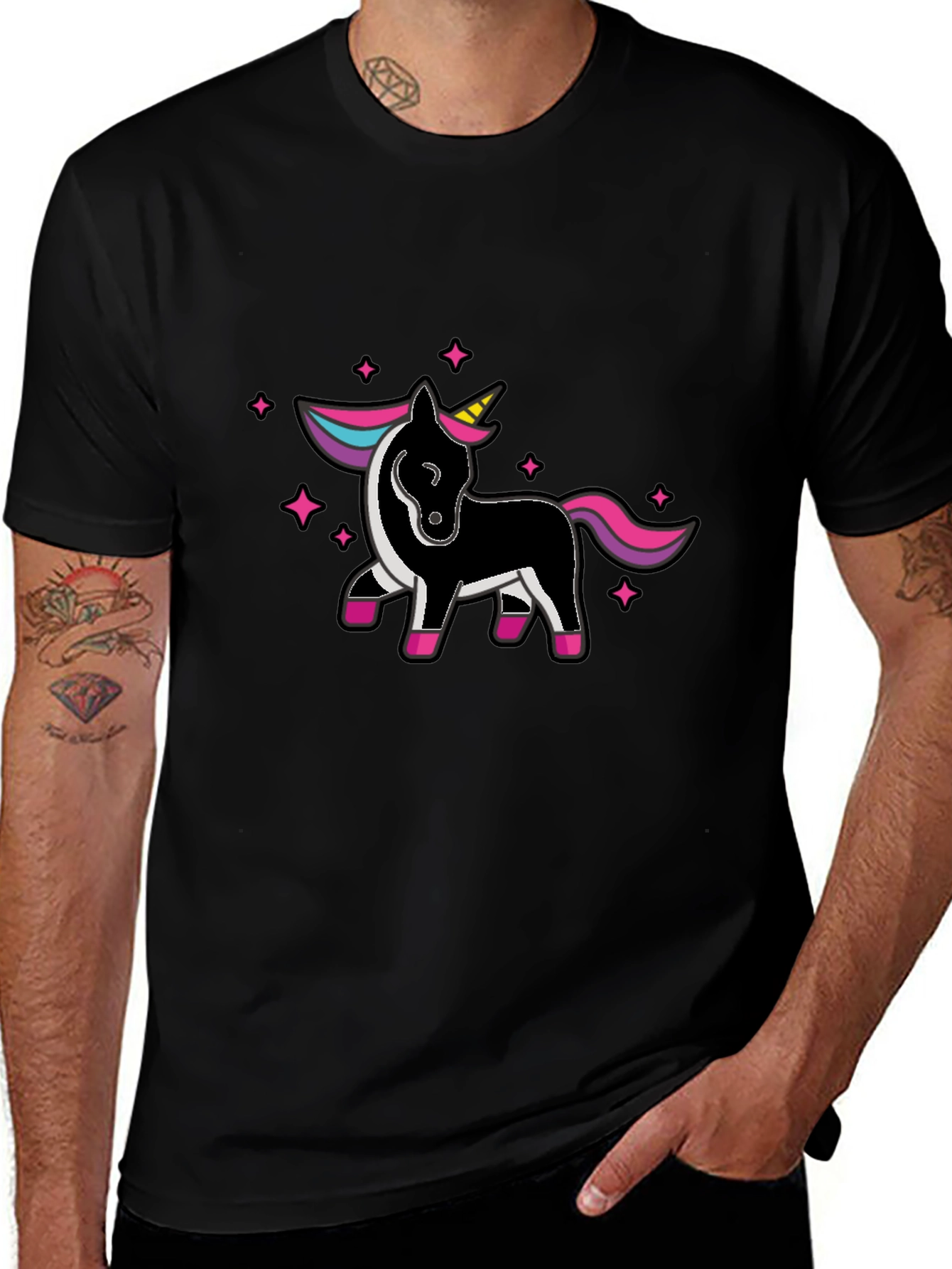 Unicorn Graphic Black T-Shirt