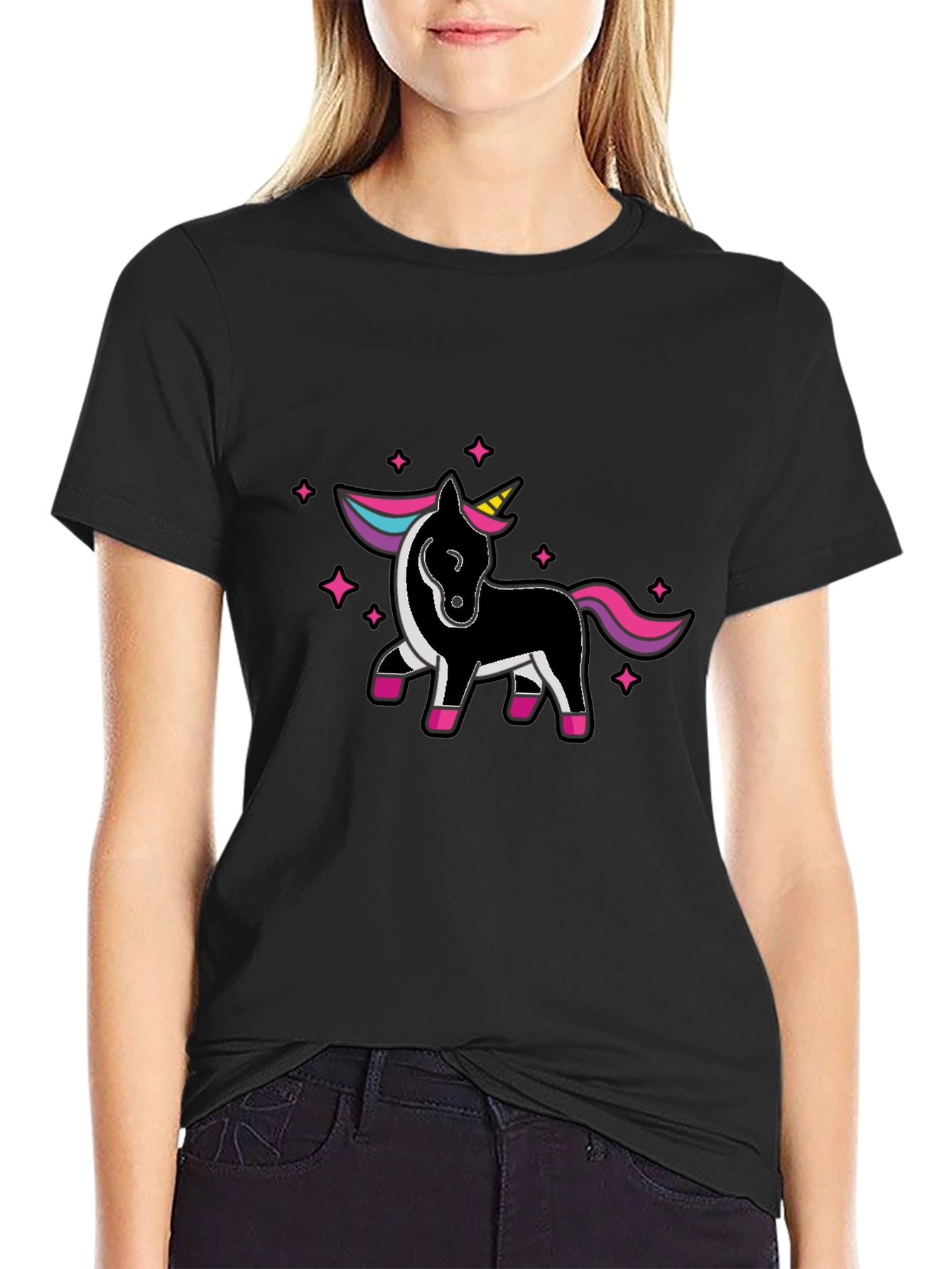 Unicorn Graphic Black T-Shirt