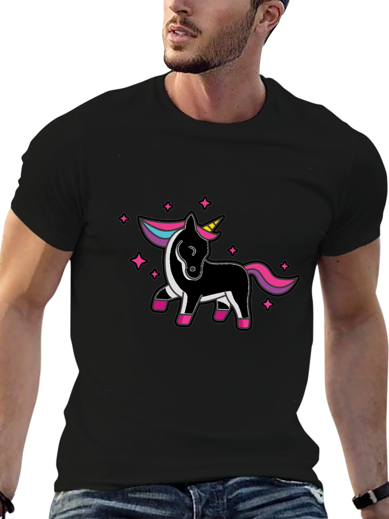 Unicorn Graphic Black T-Shirt