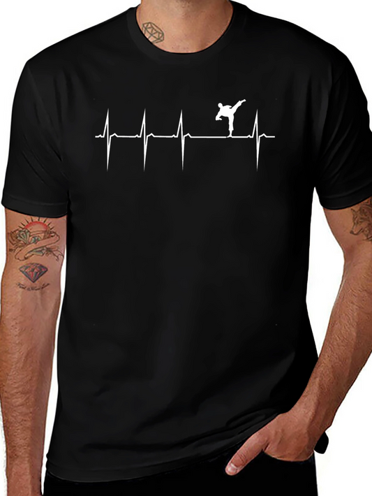 Martial Arts Heartbeat T-Shirt - Karate Kick Design