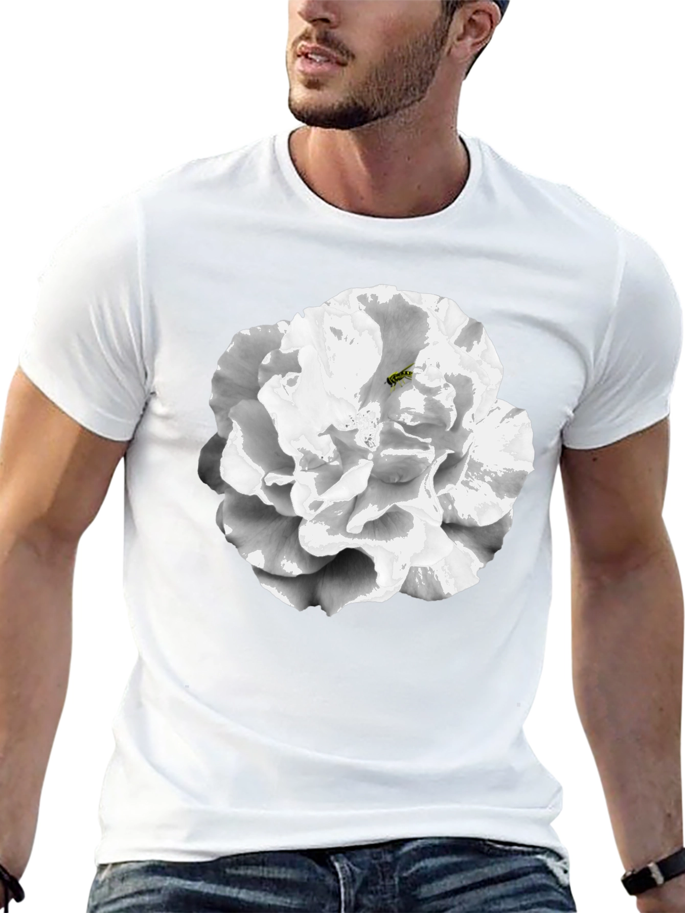 Floral Graphic T-Shirt - Black Cotton Blend
