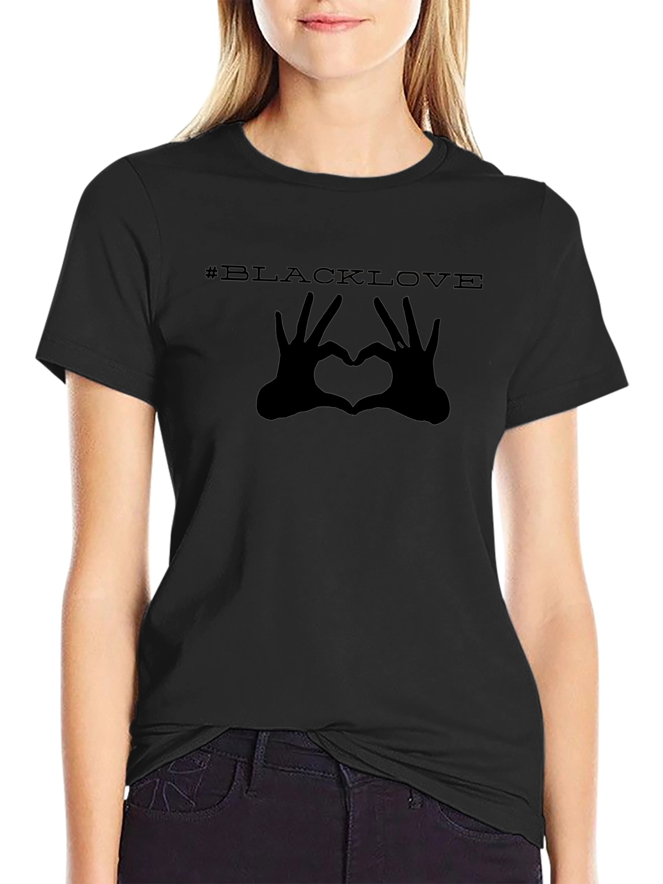 #BlackLove Heart Hands Graphic Tee - Black