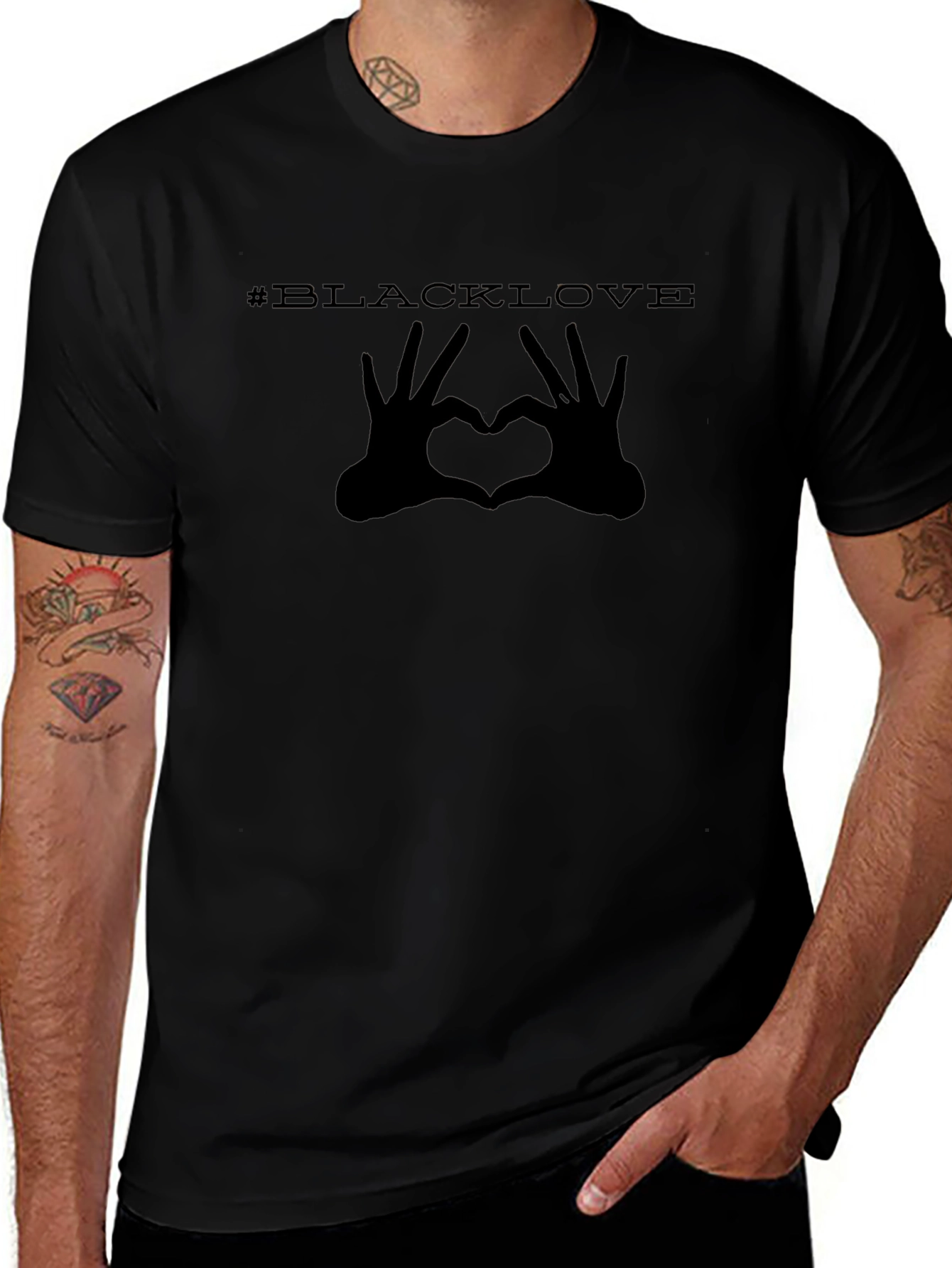 #BlackLove Heart Hands Graphic Tee - Black