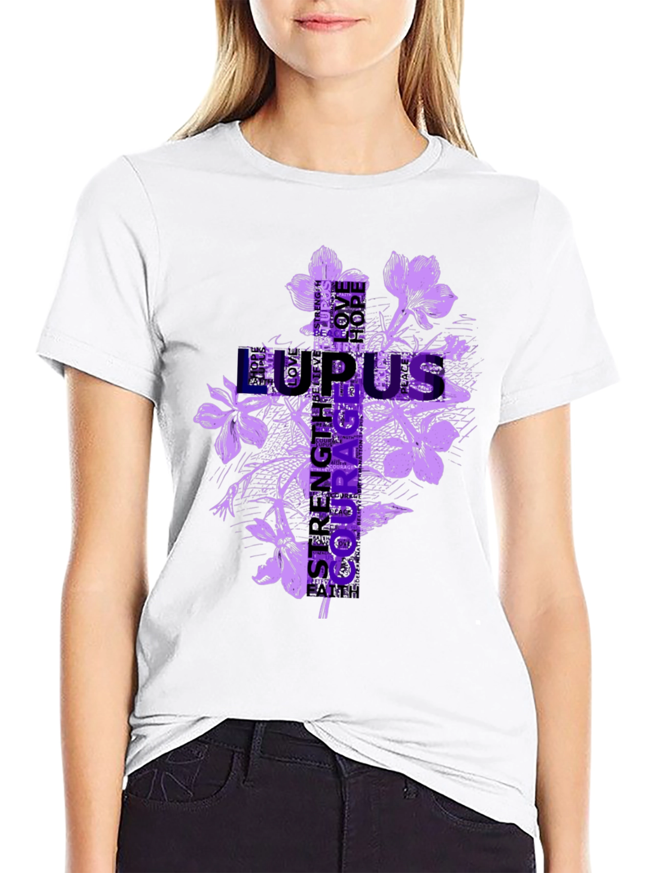 Lupus Awareness Flower Graphic T-Shirt