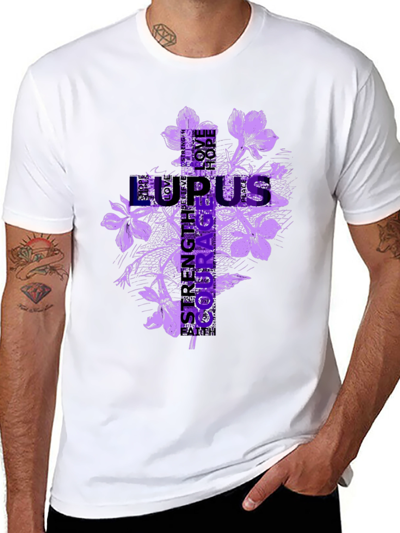 Lupus Awareness Flower Graphic T-Shirt
