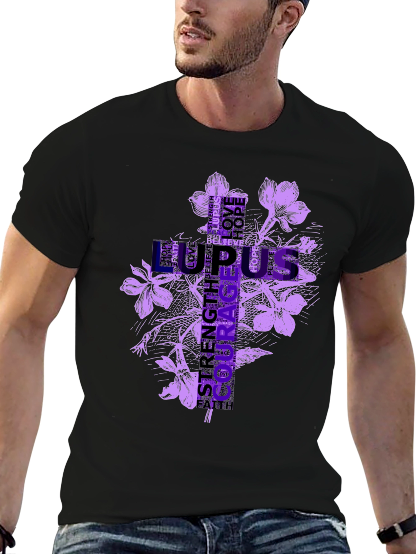 Lupus Awareness Flower Graphic T-Shirt