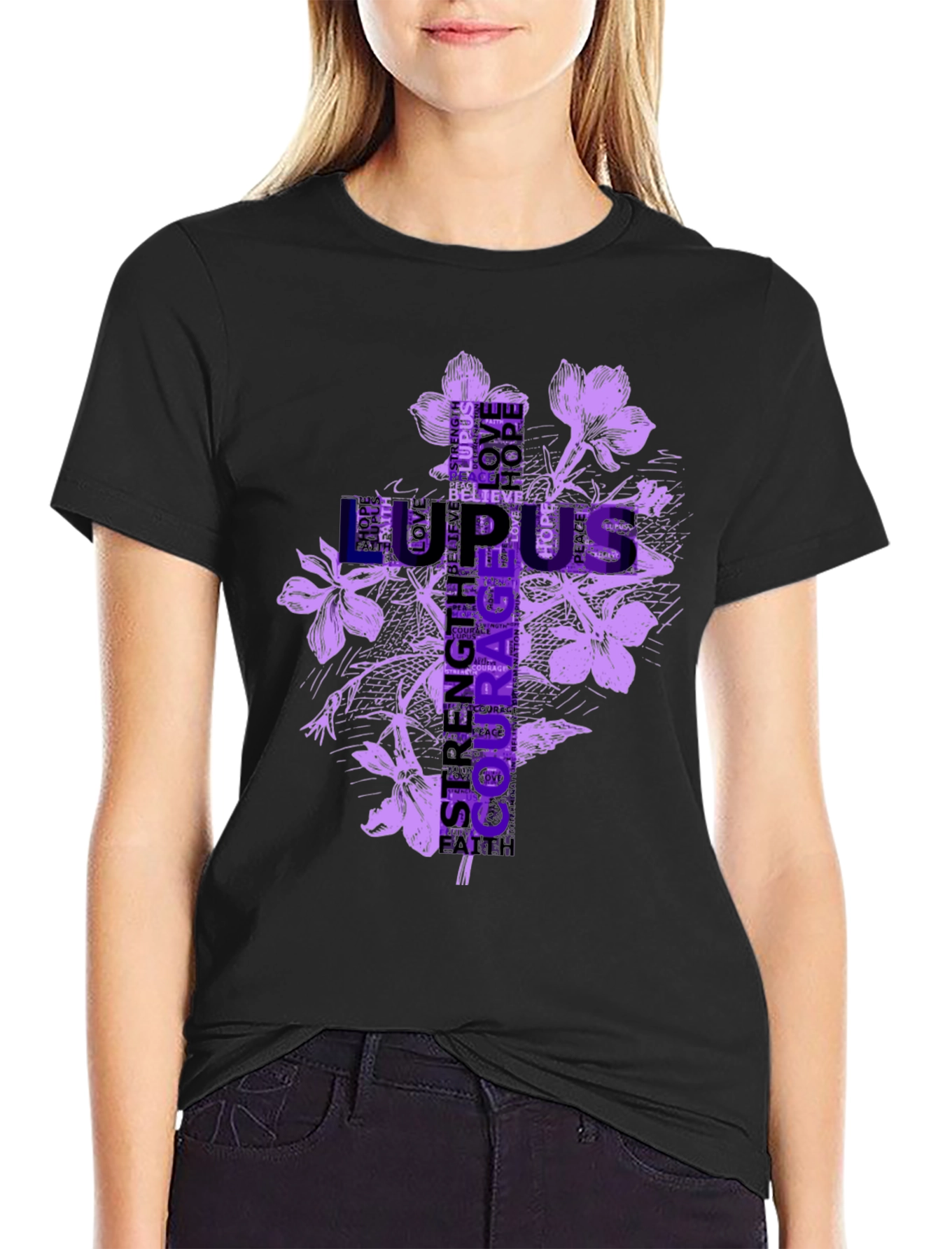 Lupus Awareness Flower Graphic T-Shirt