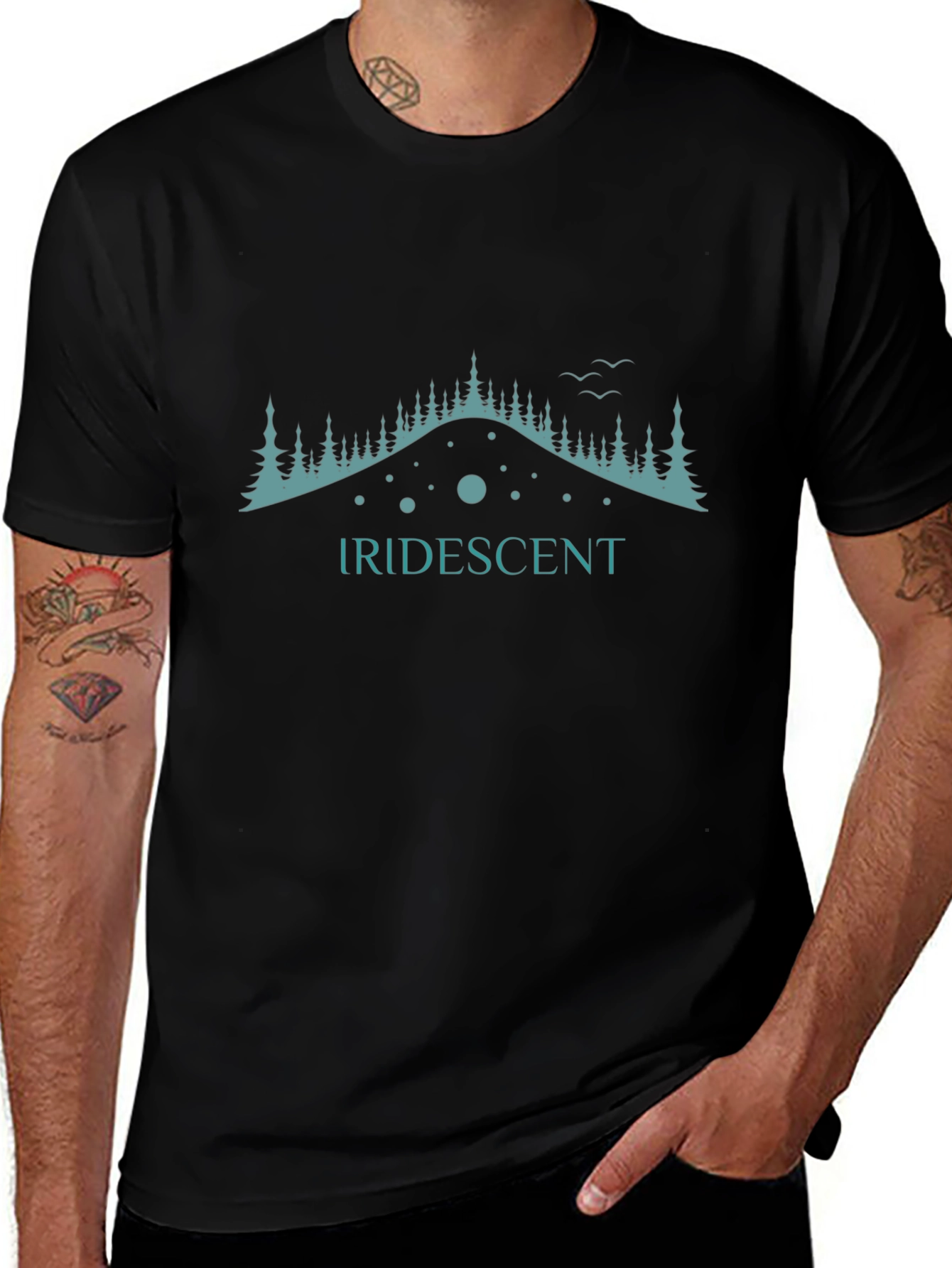 Iridescent Graphic Tee - Mountain Design