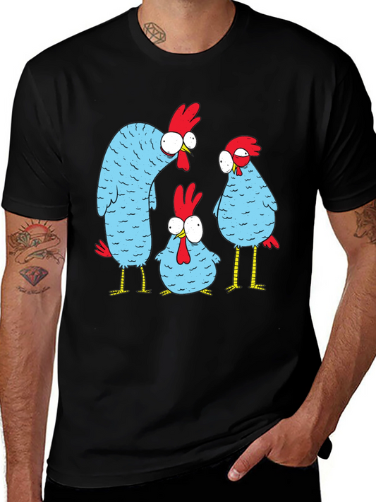 Funny Chicken Graphic T-Shirt - Black