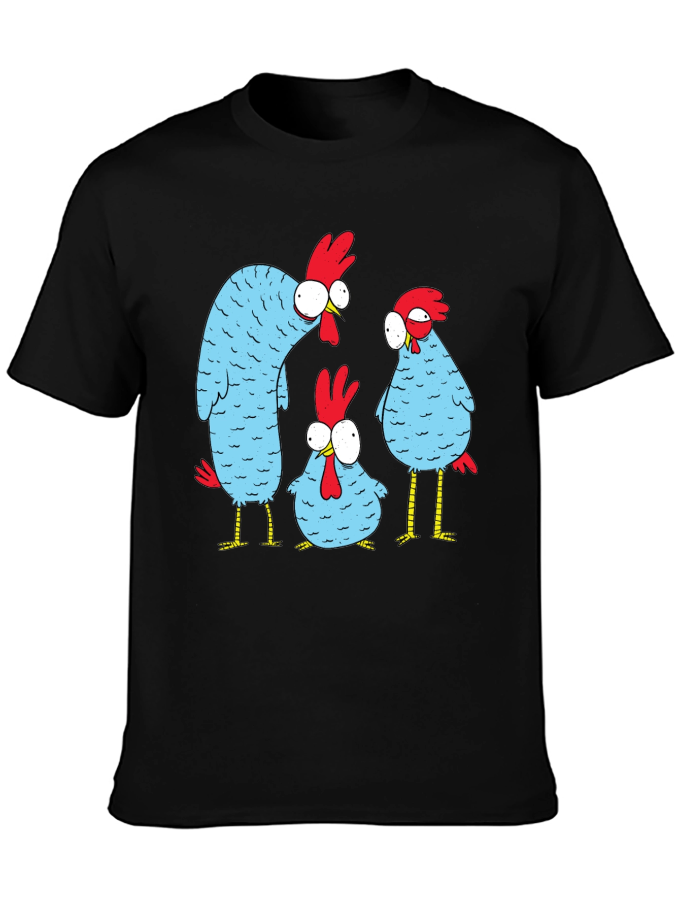 Funny Chicken Graphic T-Shirt - Black