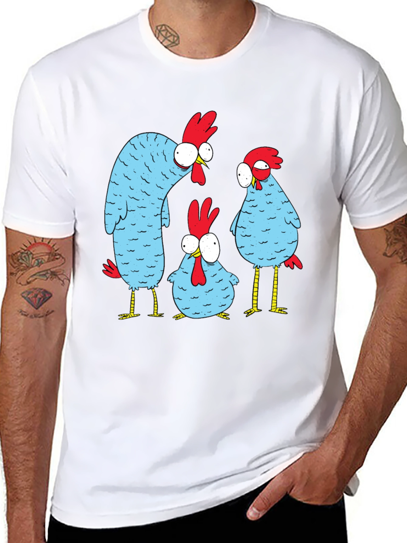 Funny Chicken Graphic T-Shirt - Black