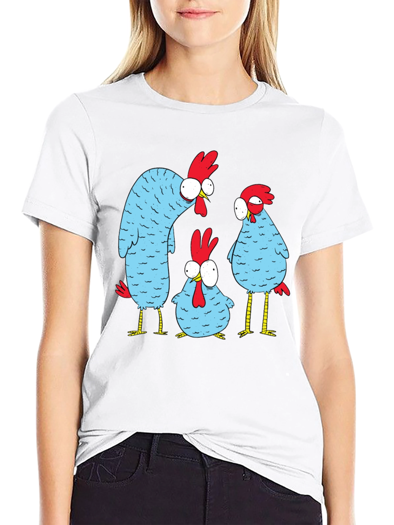 Funny Chicken Graphic T-Shirt - Black