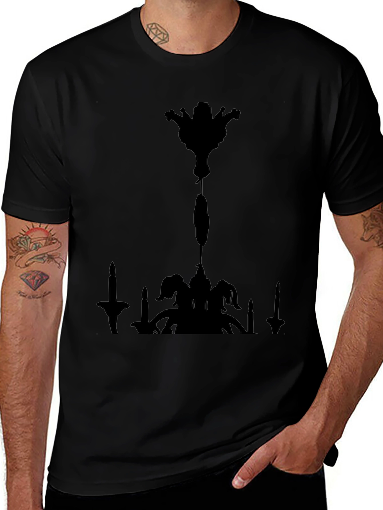 Chandelier Silhouette Graphic Tee - Mens Black T-Shirt