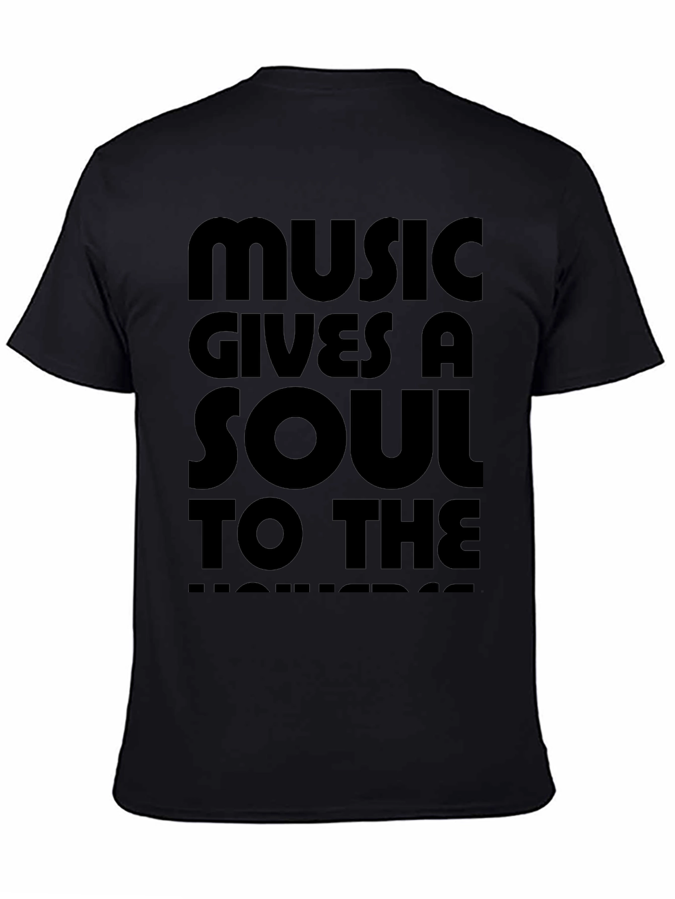 Music Gives a Soul to the Universe Black T-Shirt