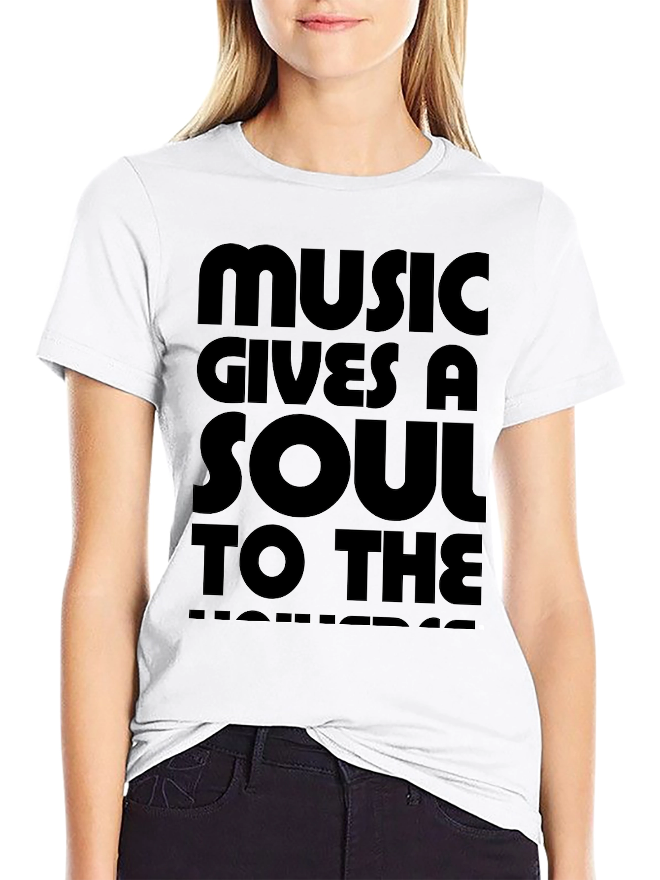 Music Gives a Soul to the Universe Black T-Shirt