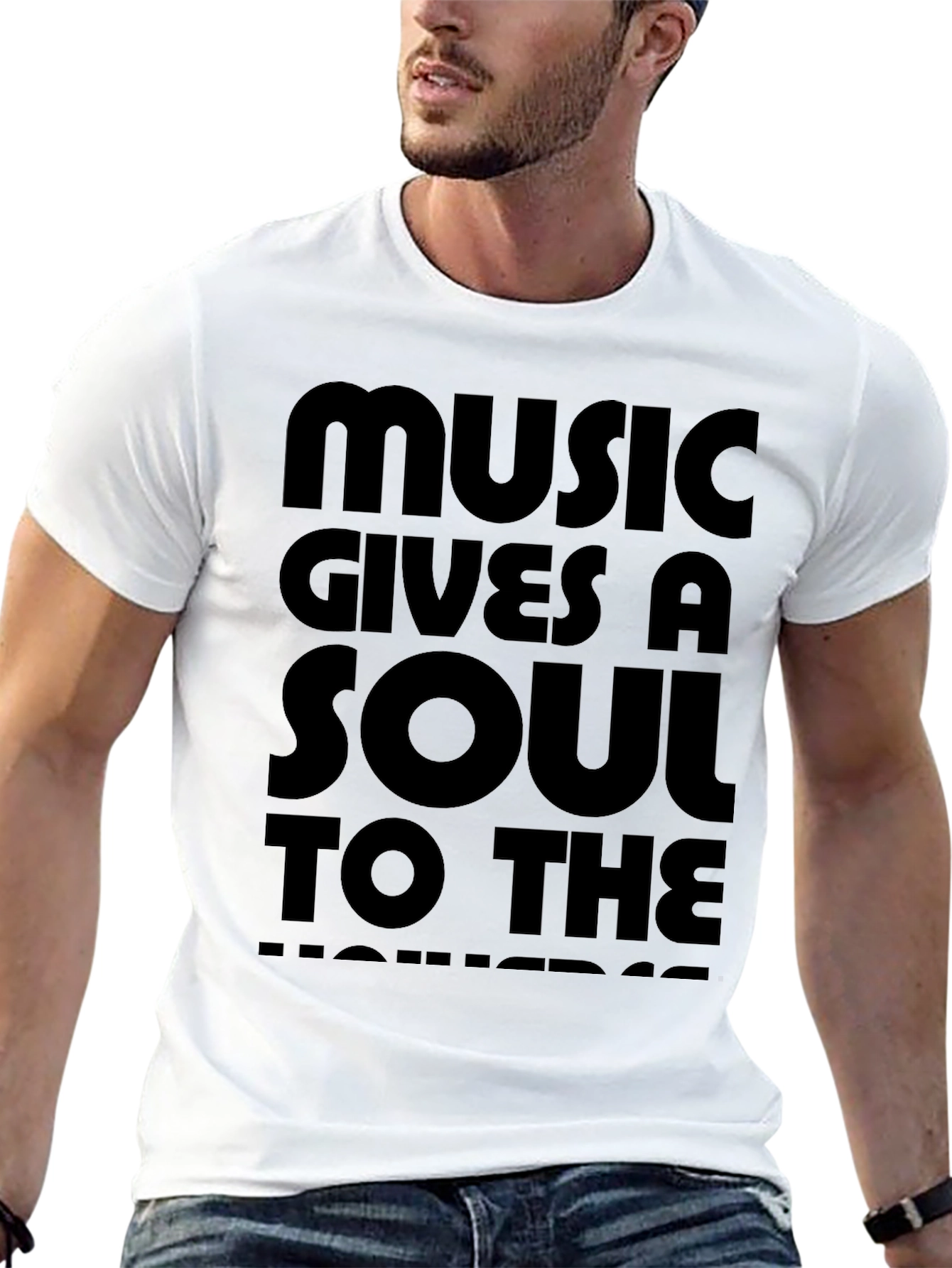 Music Gives a Soul to the Universe Black T-Shirt