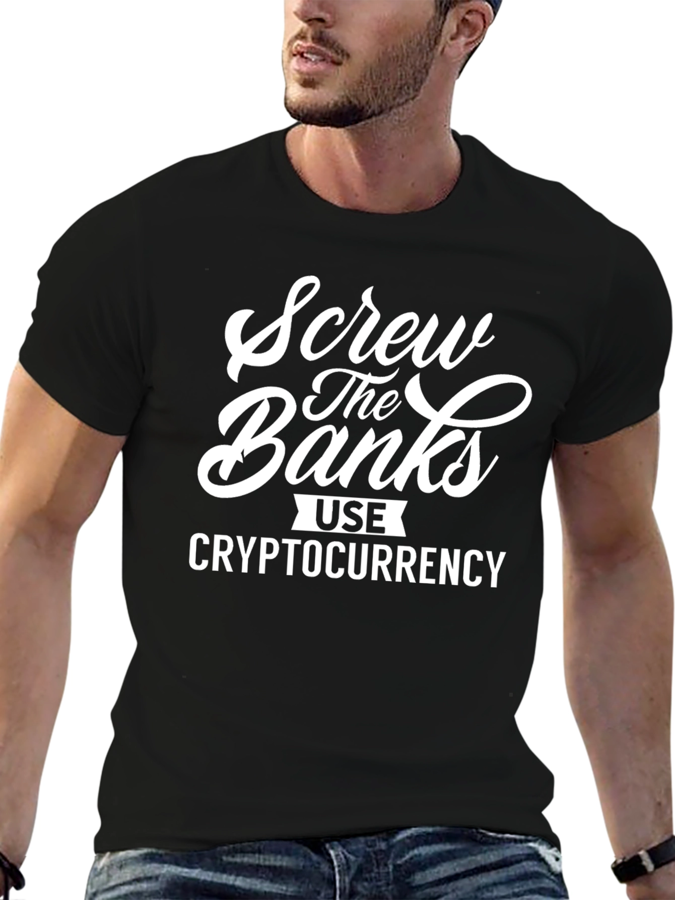 Screw the Banks Use Cryptocurrency Black T-Shirt