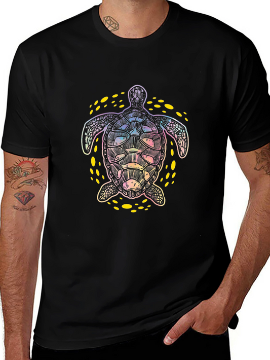 Turtle Graphic Tee - Black Cotton Comfort