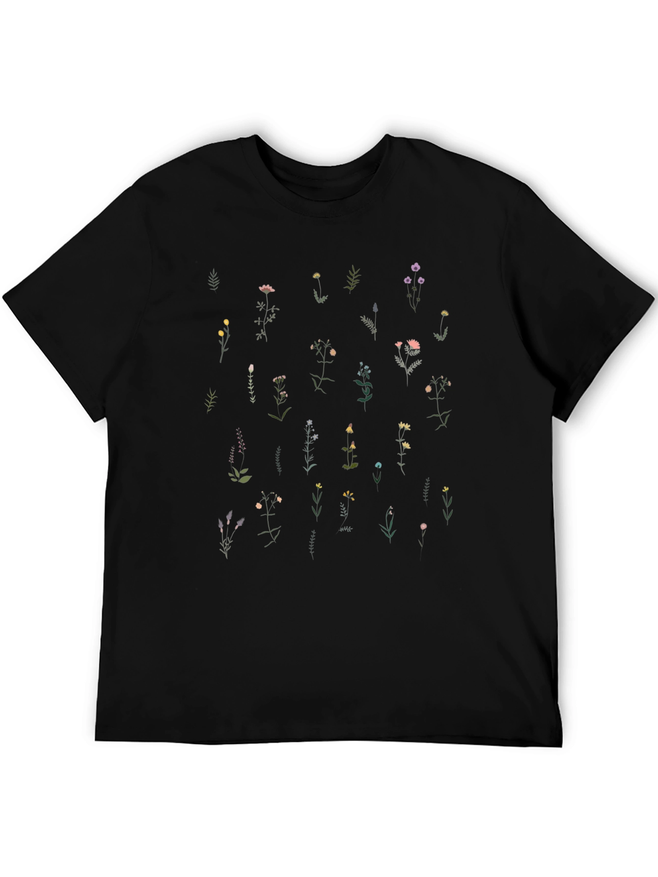 Wildflower Print Black T-Shirt