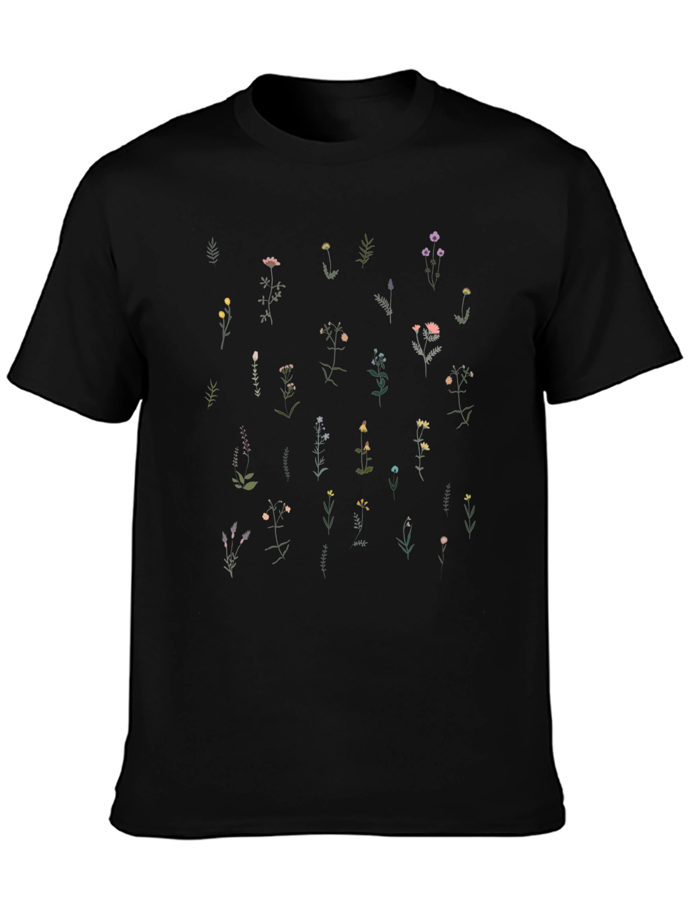 Wildflower Print Black T-Shirt