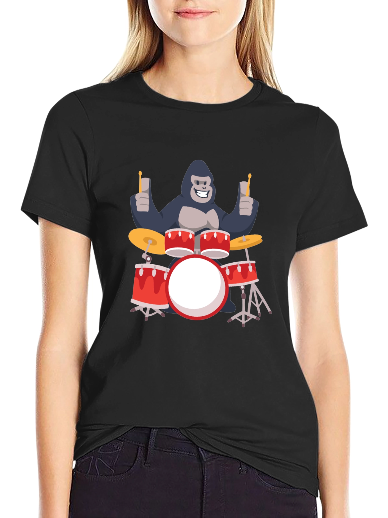 Gorilla Drummer T-Shirt - Black