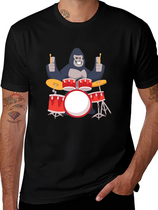 Gorilla Drummer T-Shirt - Black