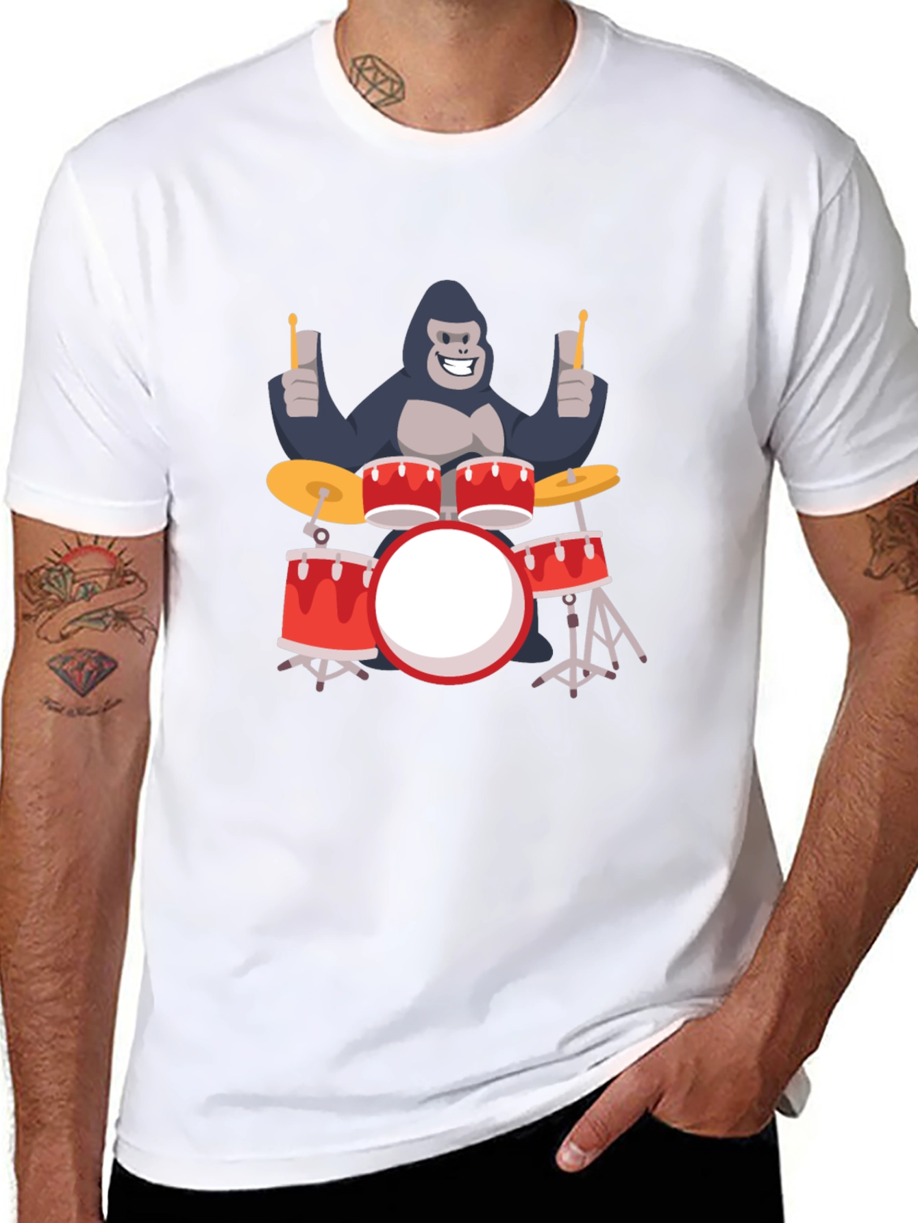 Gorilla Drummer T-Shirt - Black