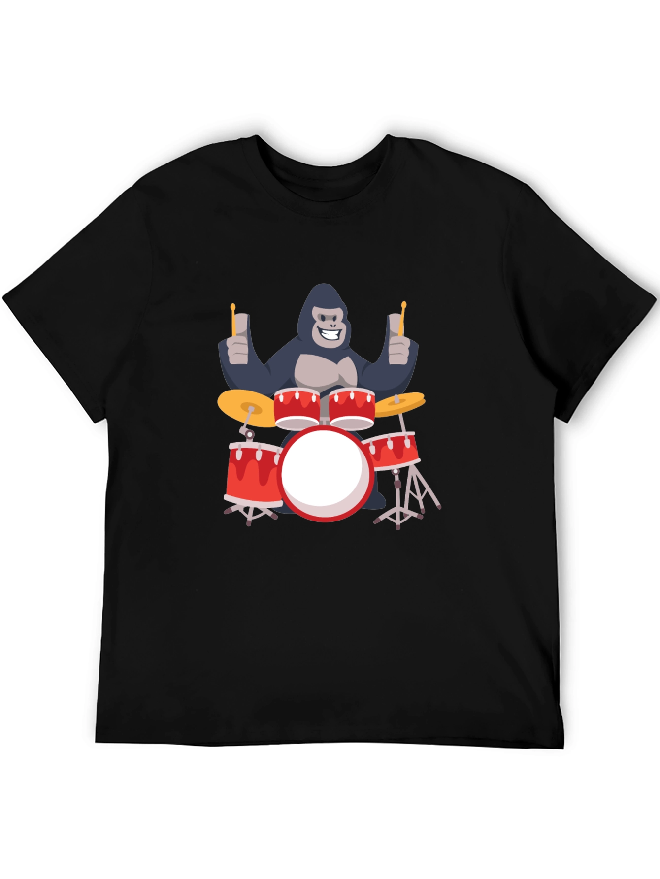 Gorilla Drummer T-Shirt - Black