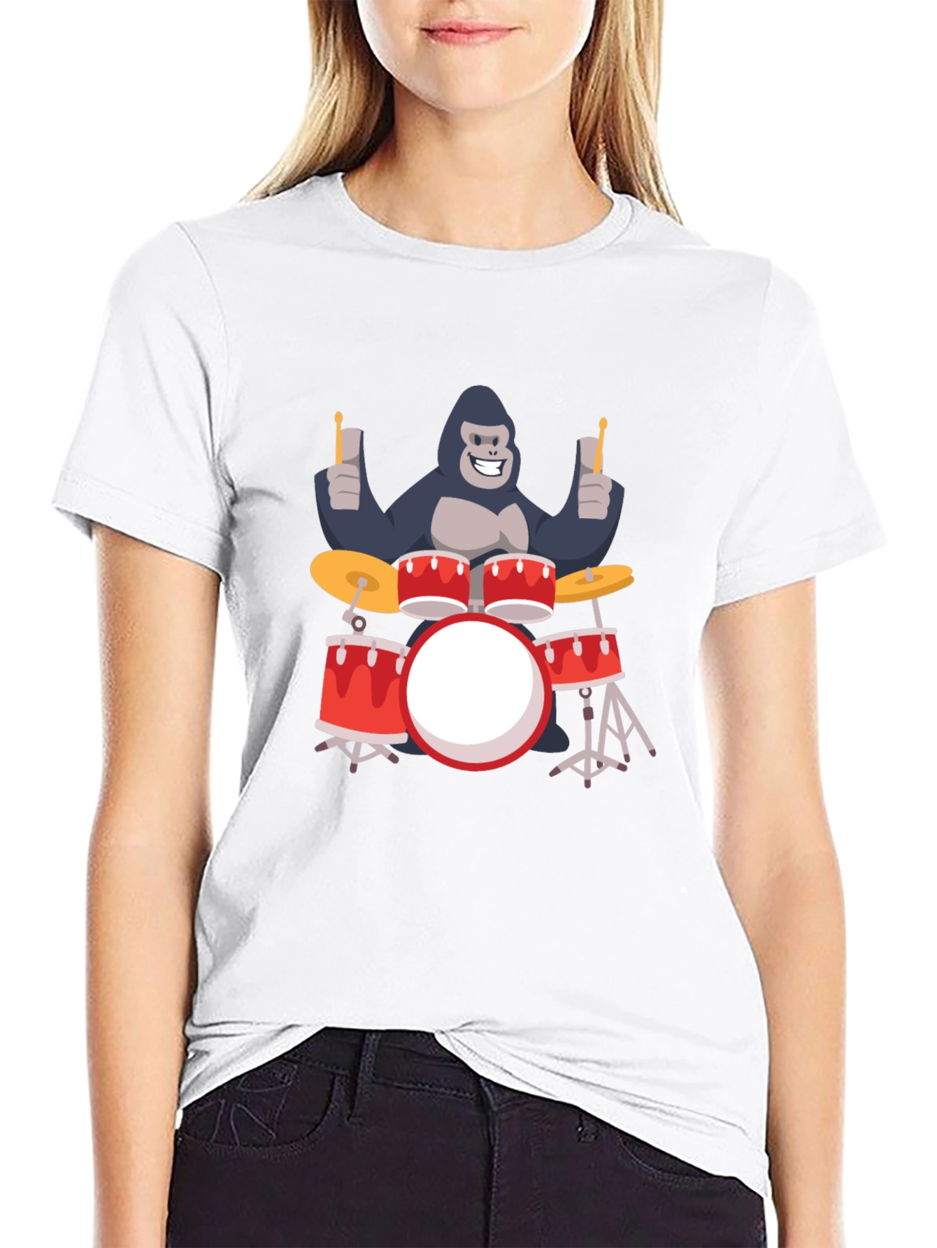 Gorilla Drummer T-Shirt - Black