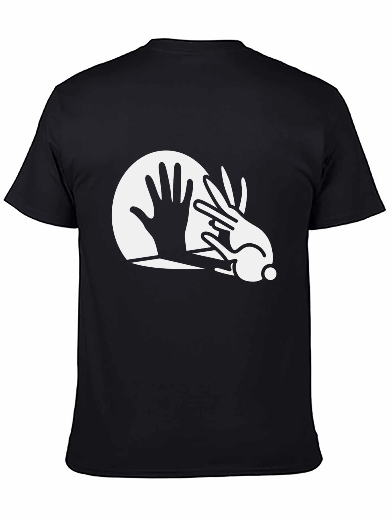 Rabbit Hand Shadow Art Black T-Shirt