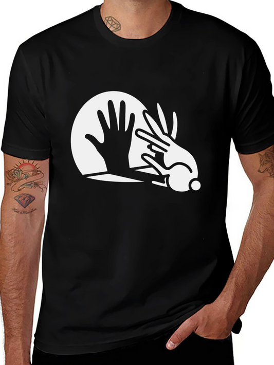 Rabbit Hand Shadow Art Black T-Shirt