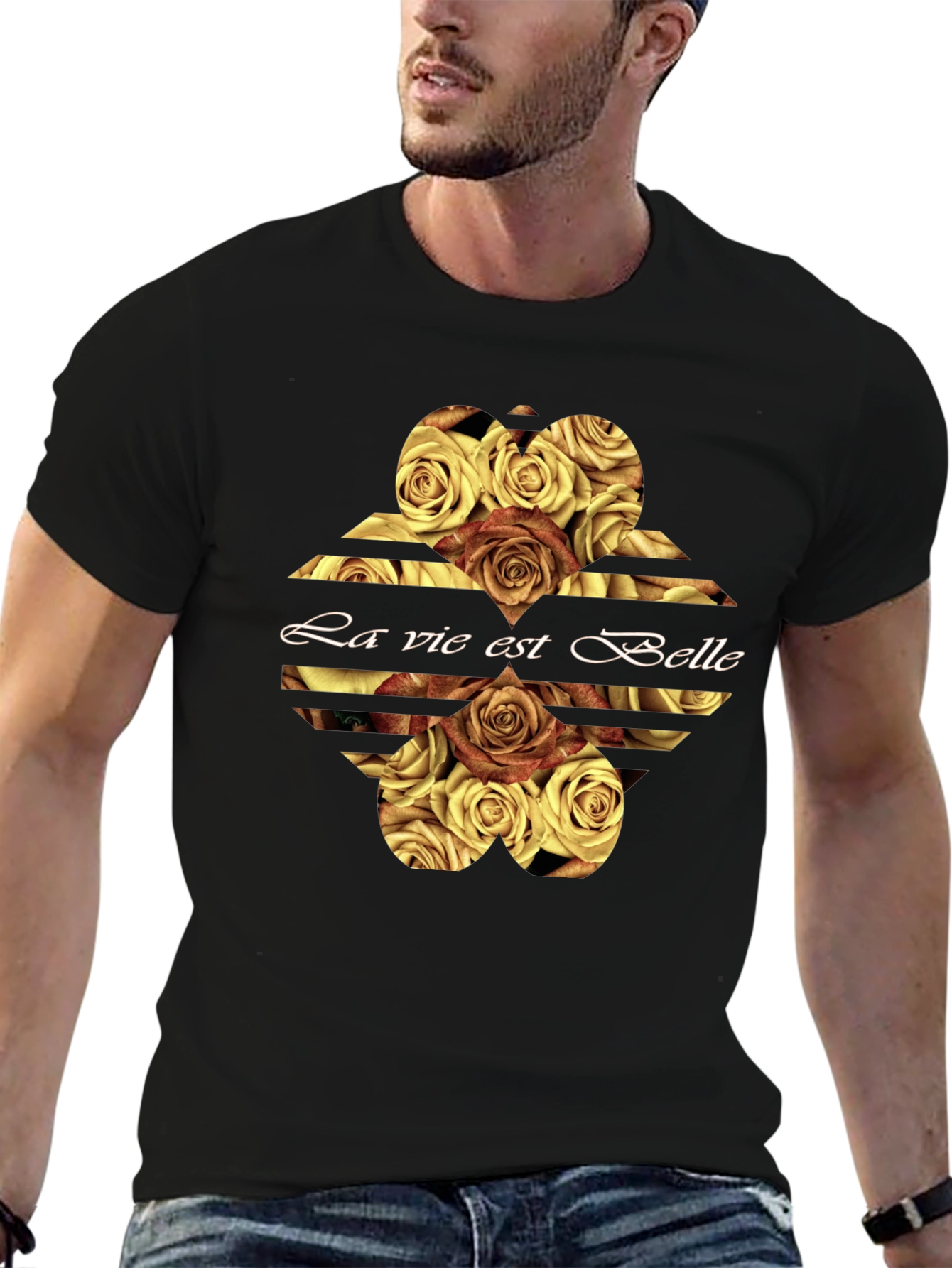 La Vie Est Belle Roses Graphic Tee - Black