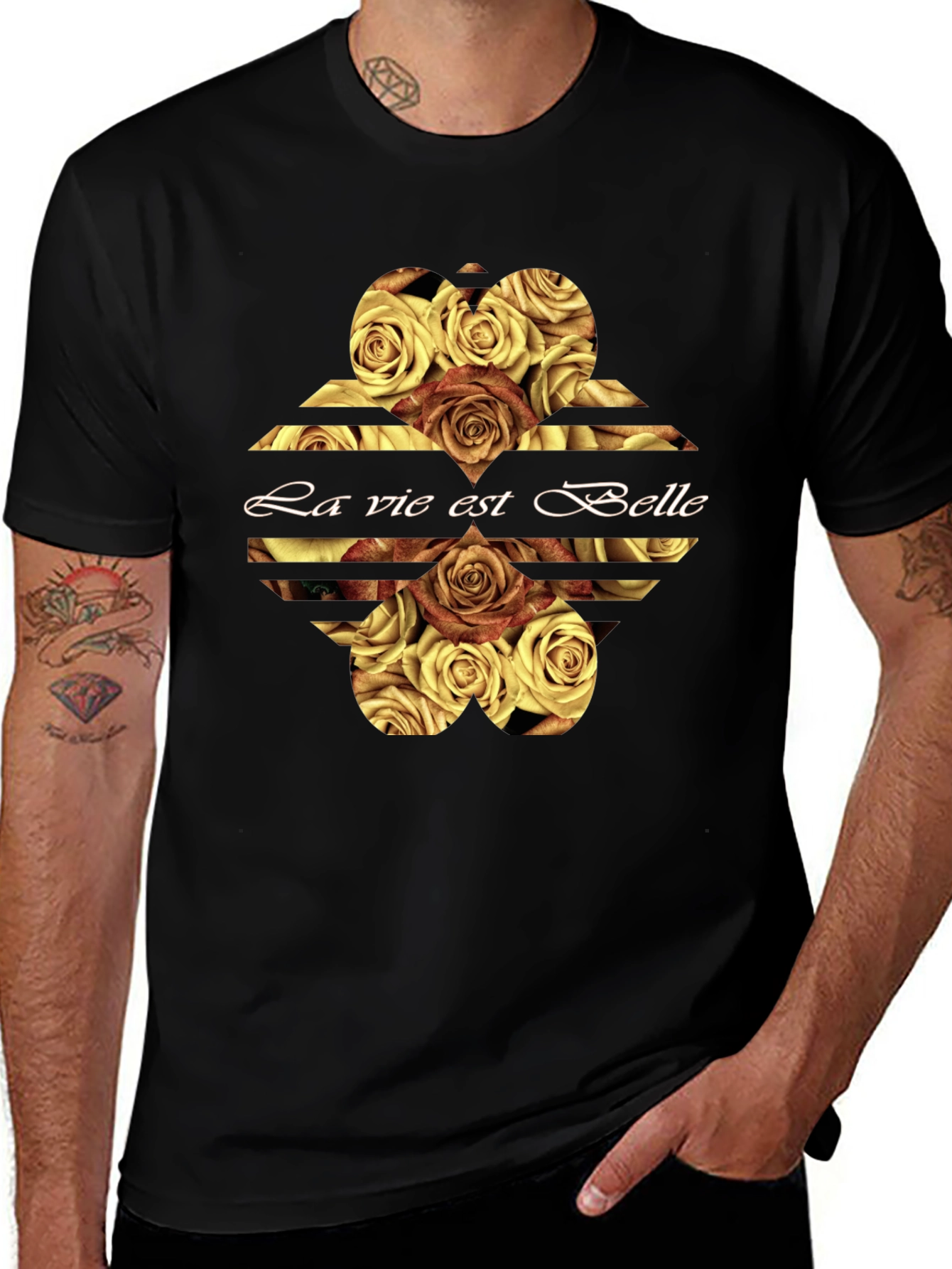 La Vie Est Belle Roses Graphic Tee - Black