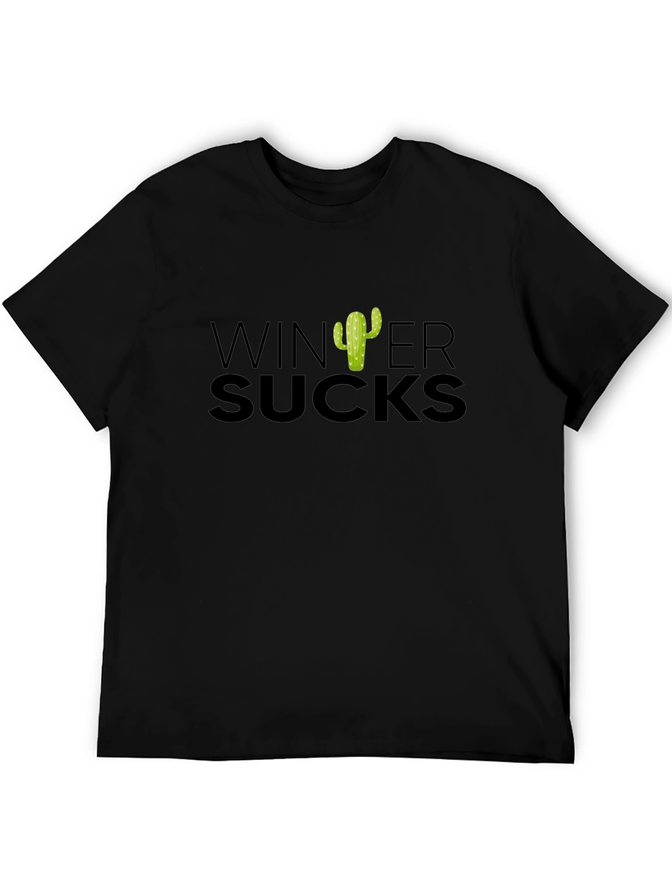 Winter Sucks Cactus T-Shirt - Black Cotton Tee