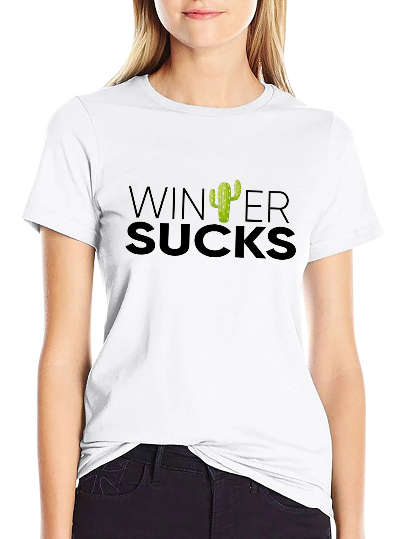 Winter Sucks Cactus T-Shirt - Black Cotton Tee