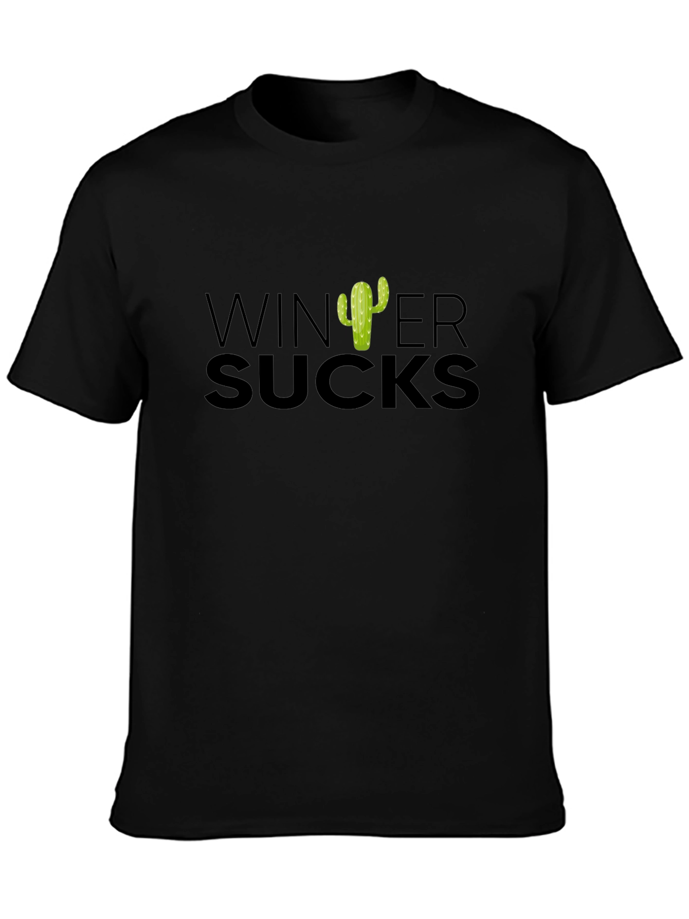 Winter Sucks Cactus T-Shirt - Black Cotton Tee