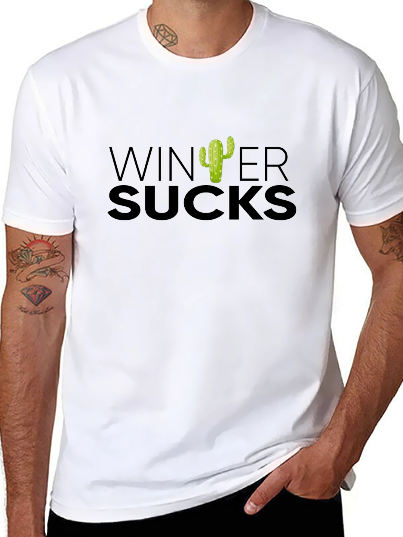 Winter Sucks Cactus T-Shirt - Black Cotton Tee