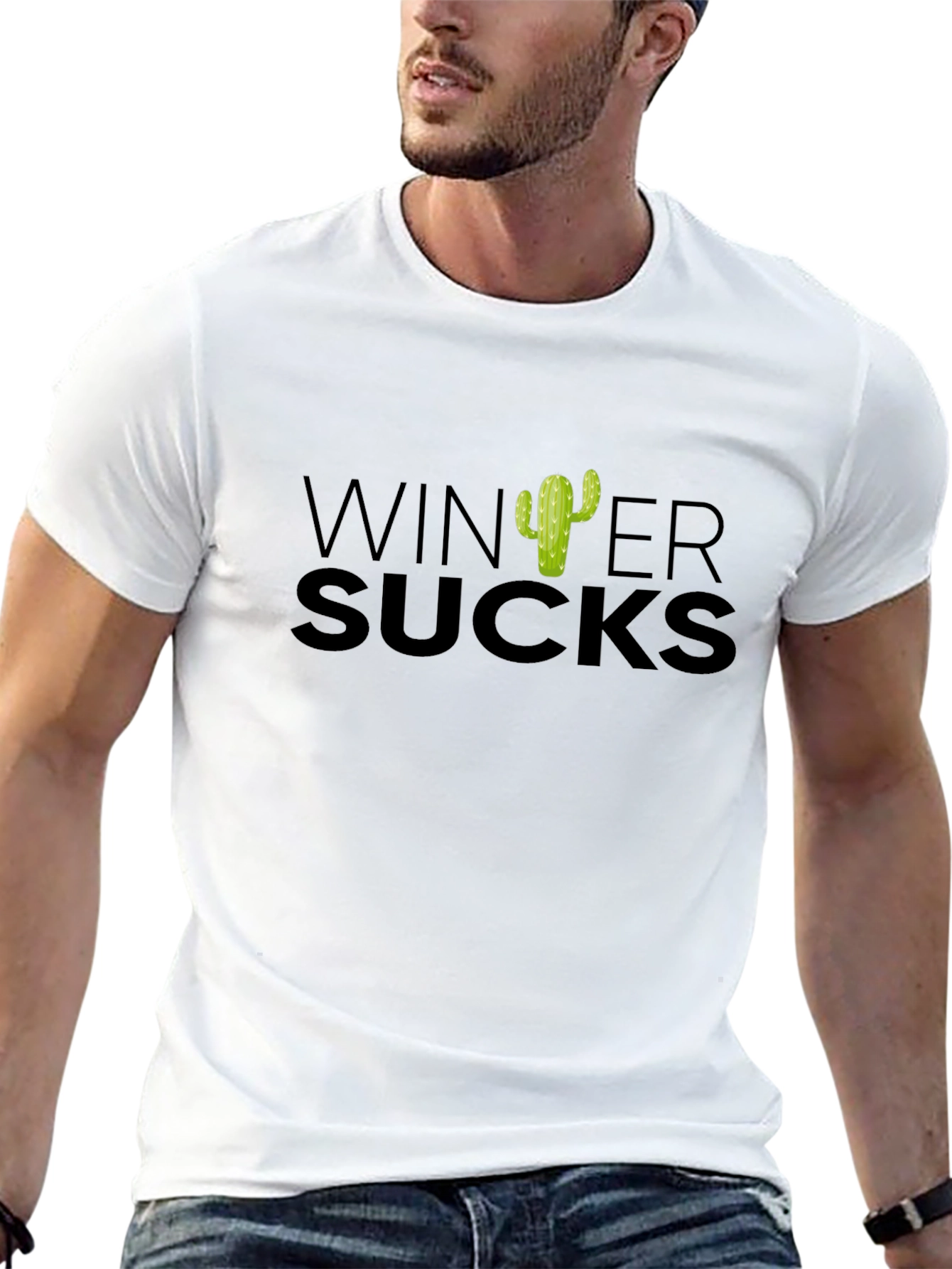 Winter Sucks Cactus T-Shirt - Black Cotton Tee