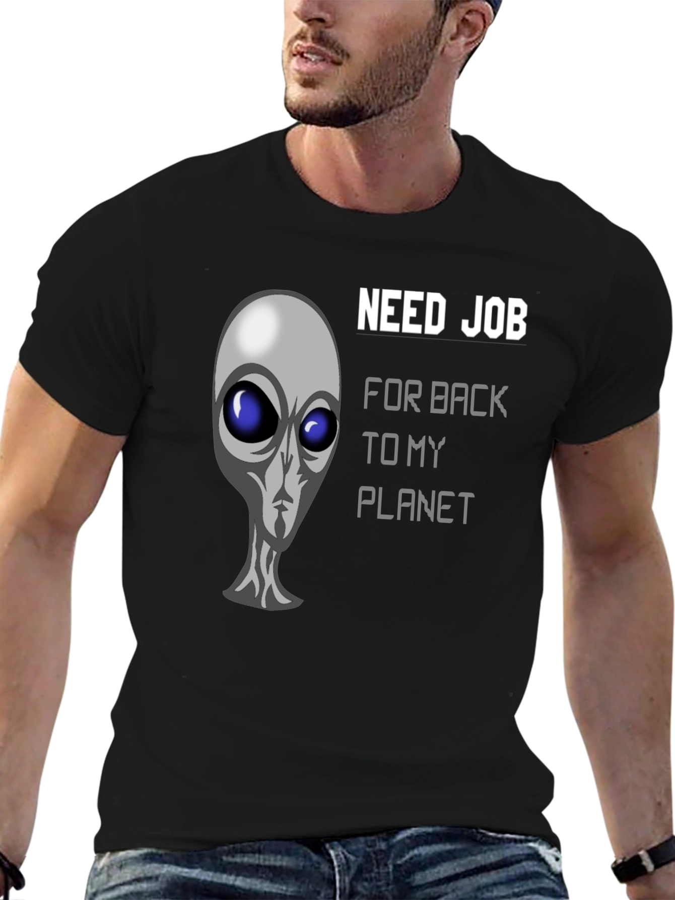 Need Job Alien Graphic Black T-Shirt