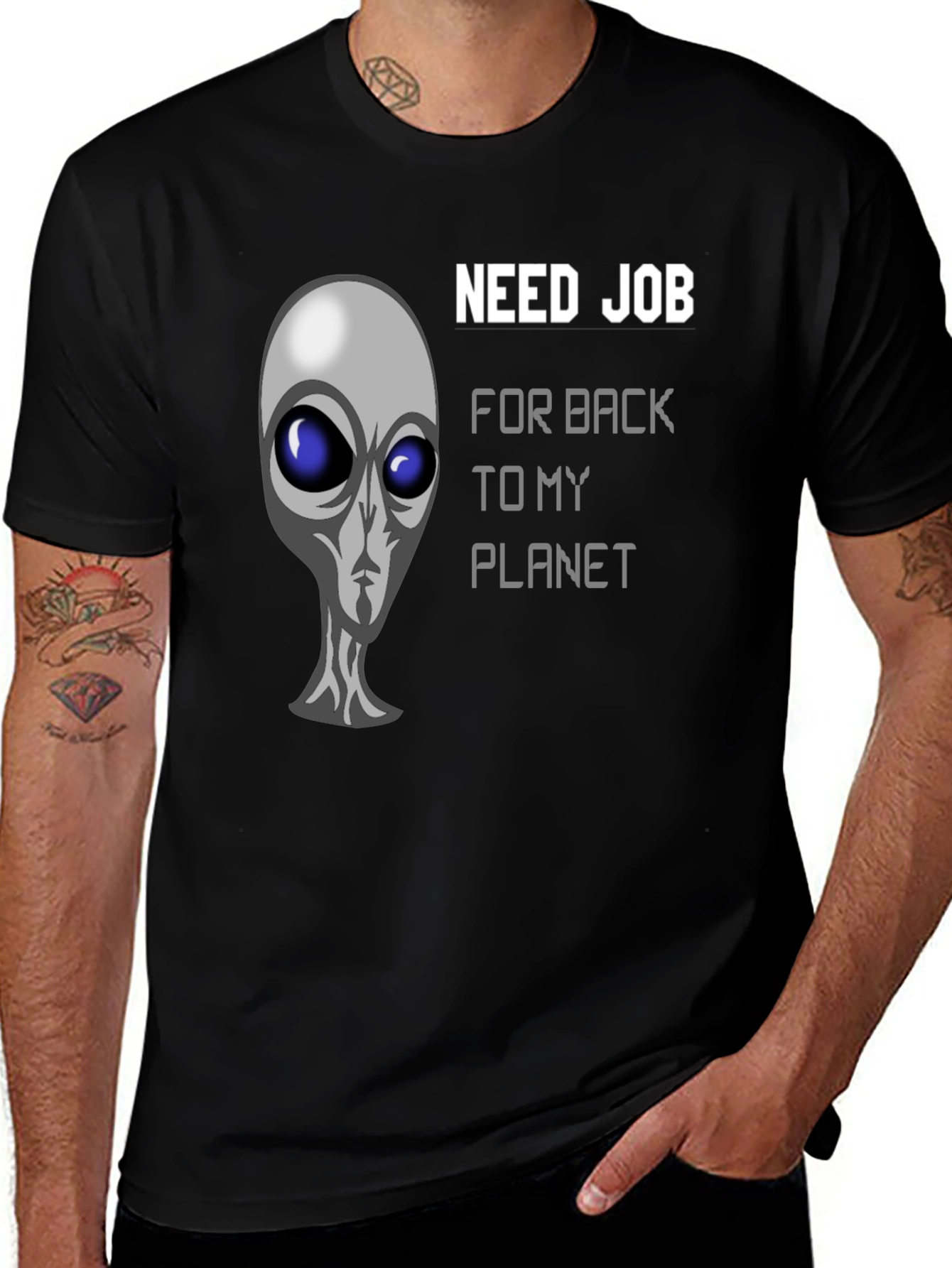 Need Job Alien Graphic Black T-Shirt