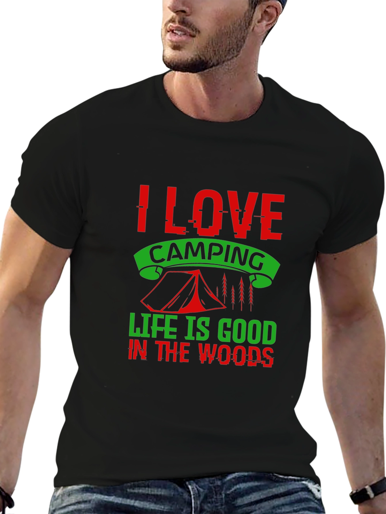 I Love Camping Graphic Tee - Black