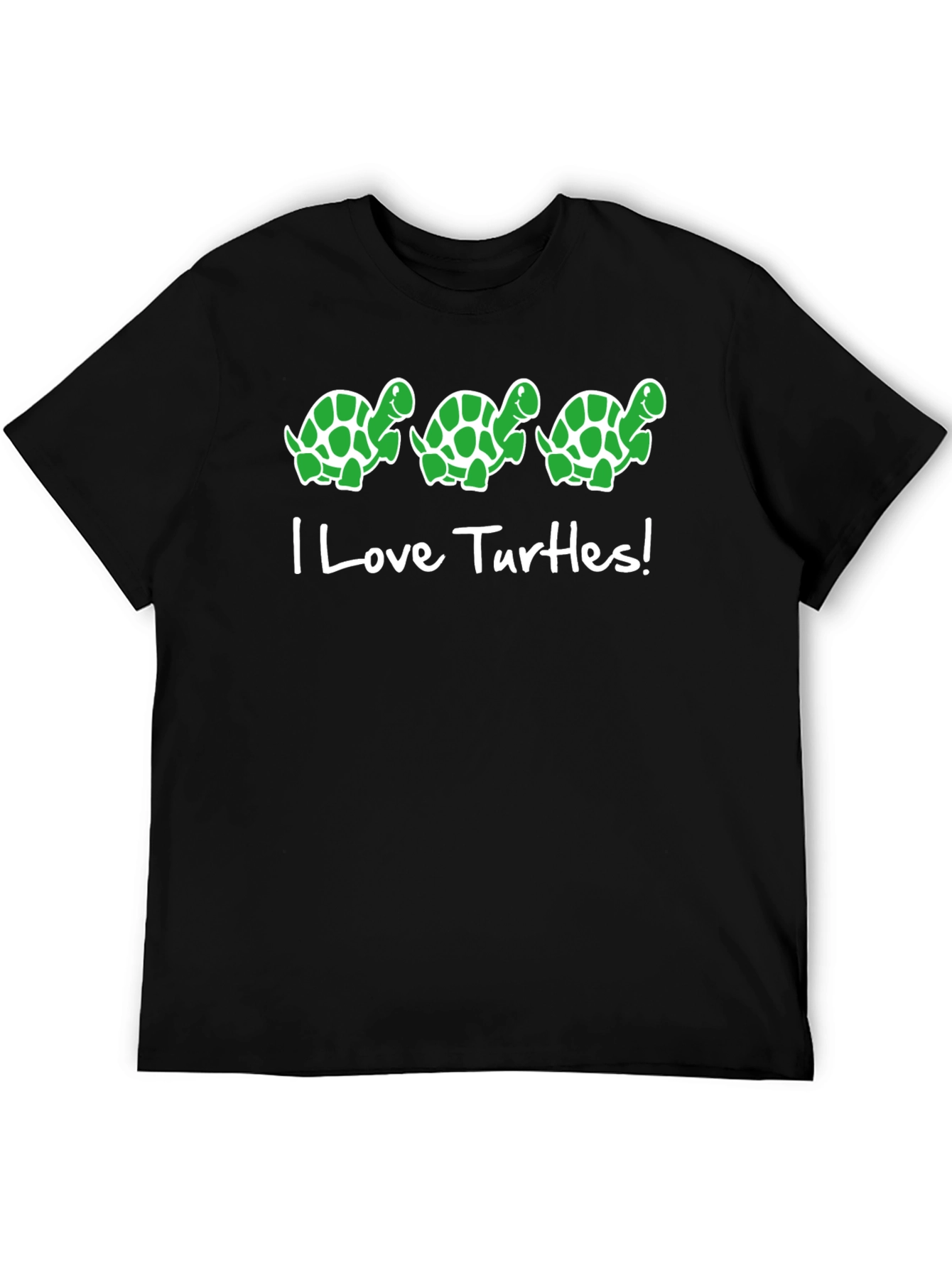I Love Turtles! Graphic Tee - Black Cotton T-Shirt