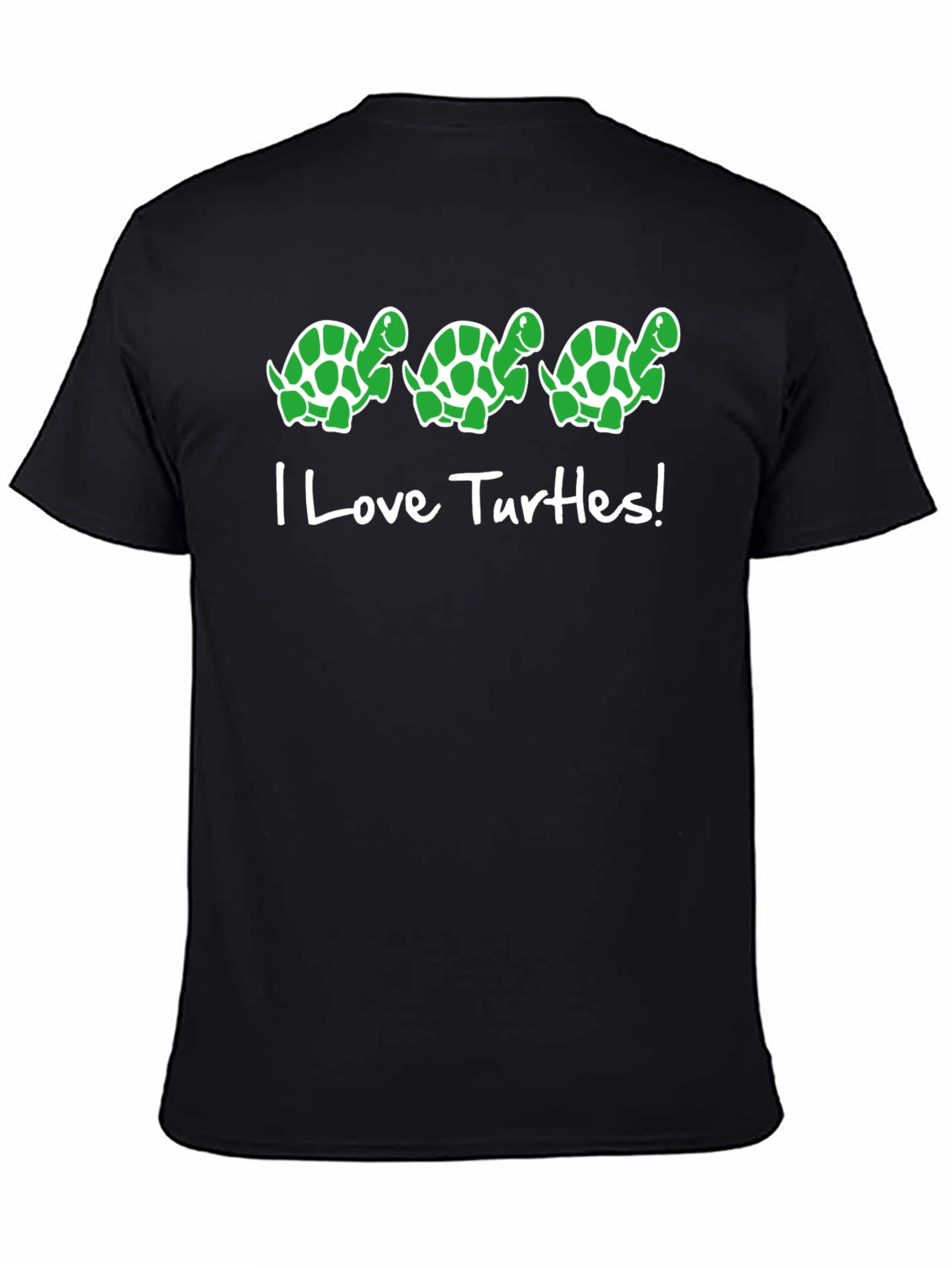 I Love Turtles! Graphic Tee - Black Cotton T-Shirt